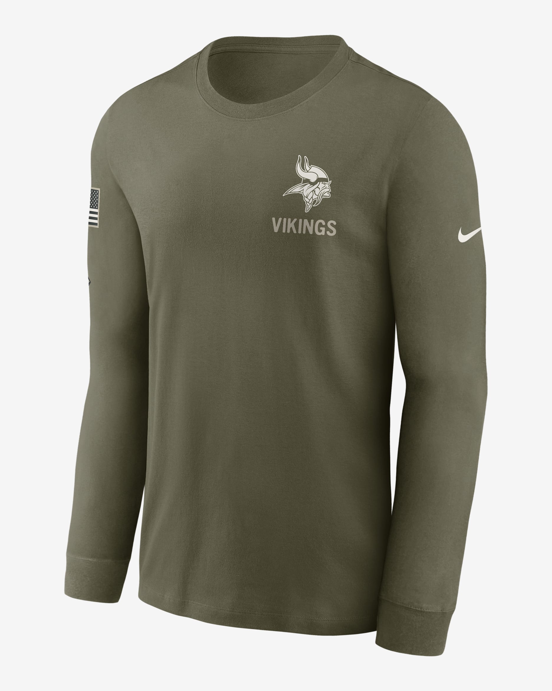 Playera de manga larga Nike de la NFL para hombre Minnesota Vikings Salute to Service - Oliva