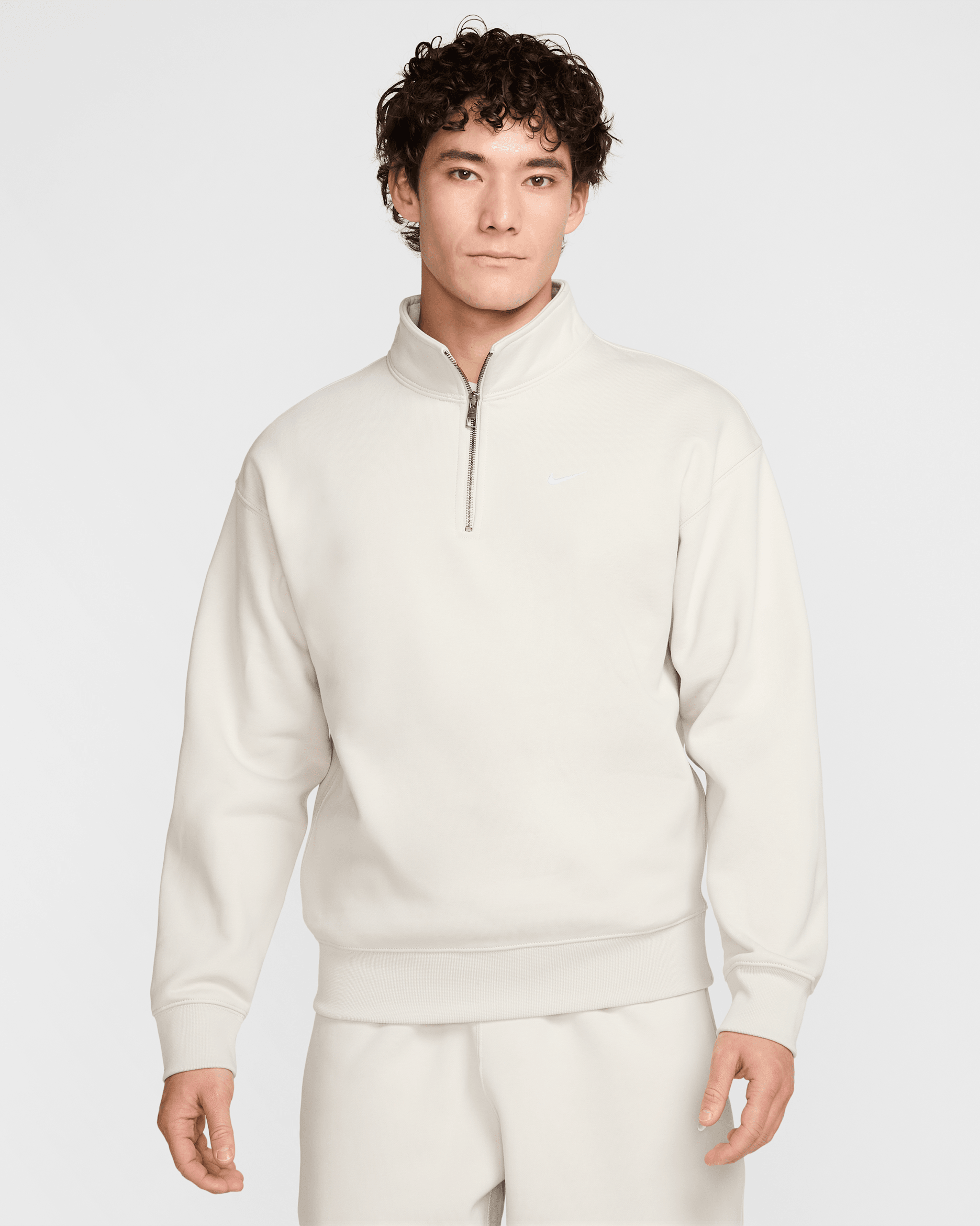 ナイキ ソロ スウッシュ メンズ 1/4ジップ トップ - ライトボーン/ホワイト