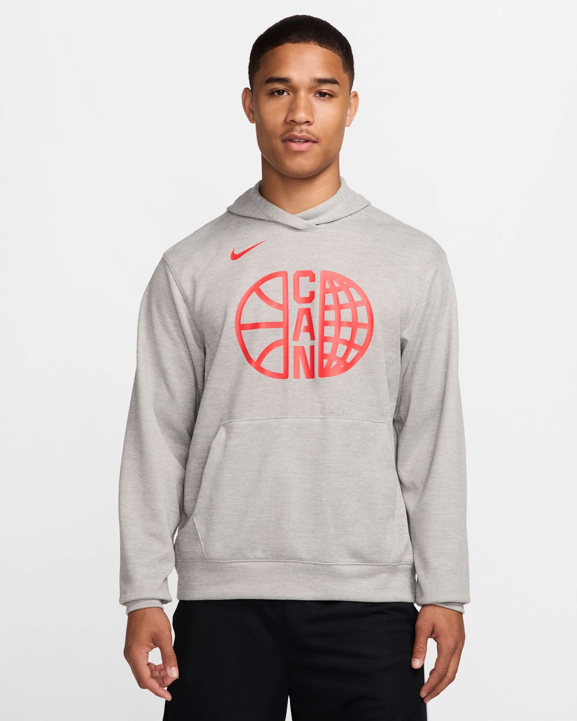 Canada Practice Men's Nike Basketball Hoodie - Dark Grey Heather/Challenge Red