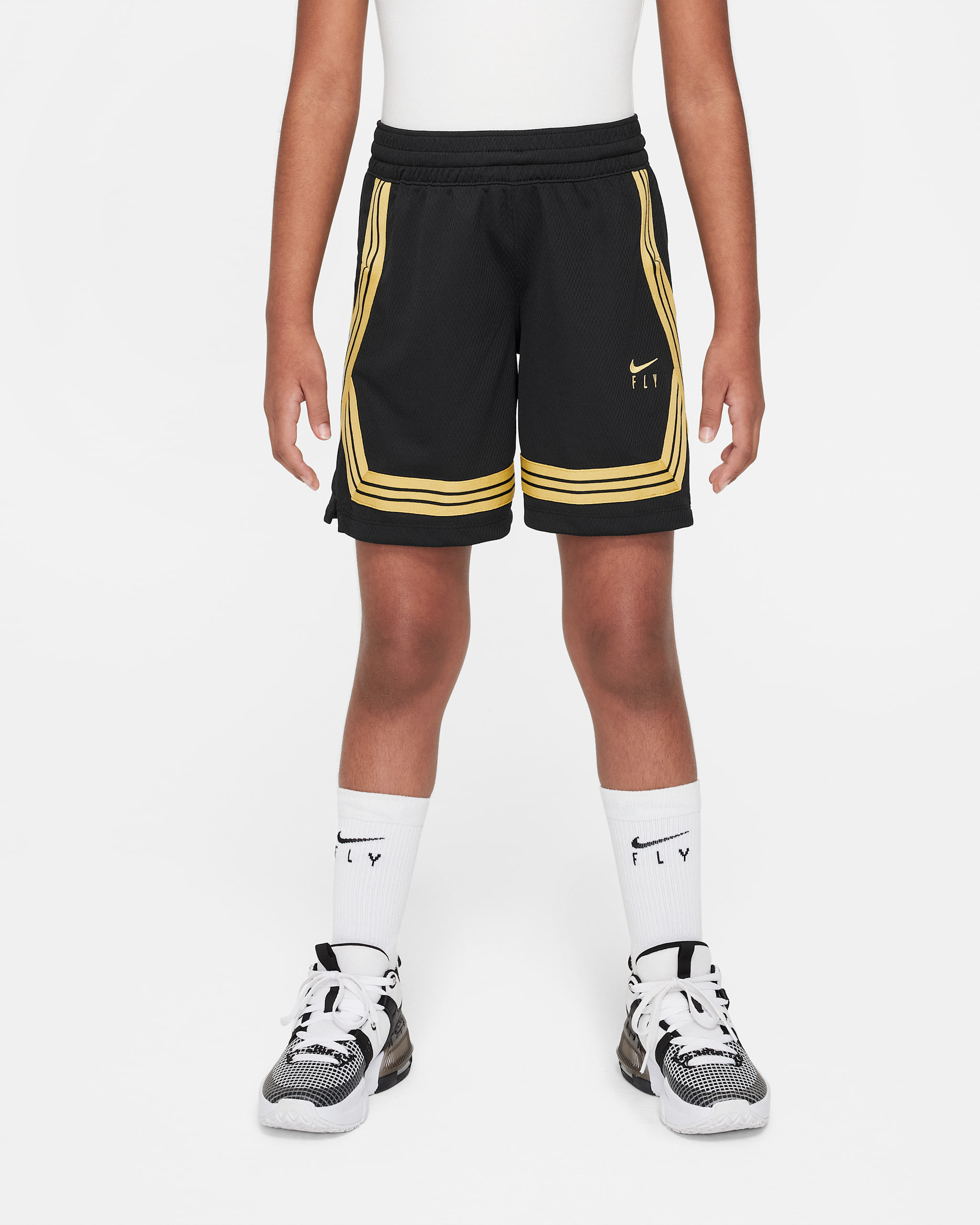 Nike Fly Crossover Big Kids' (Girls') Basketball Shorts - Black/Infinite Gold
