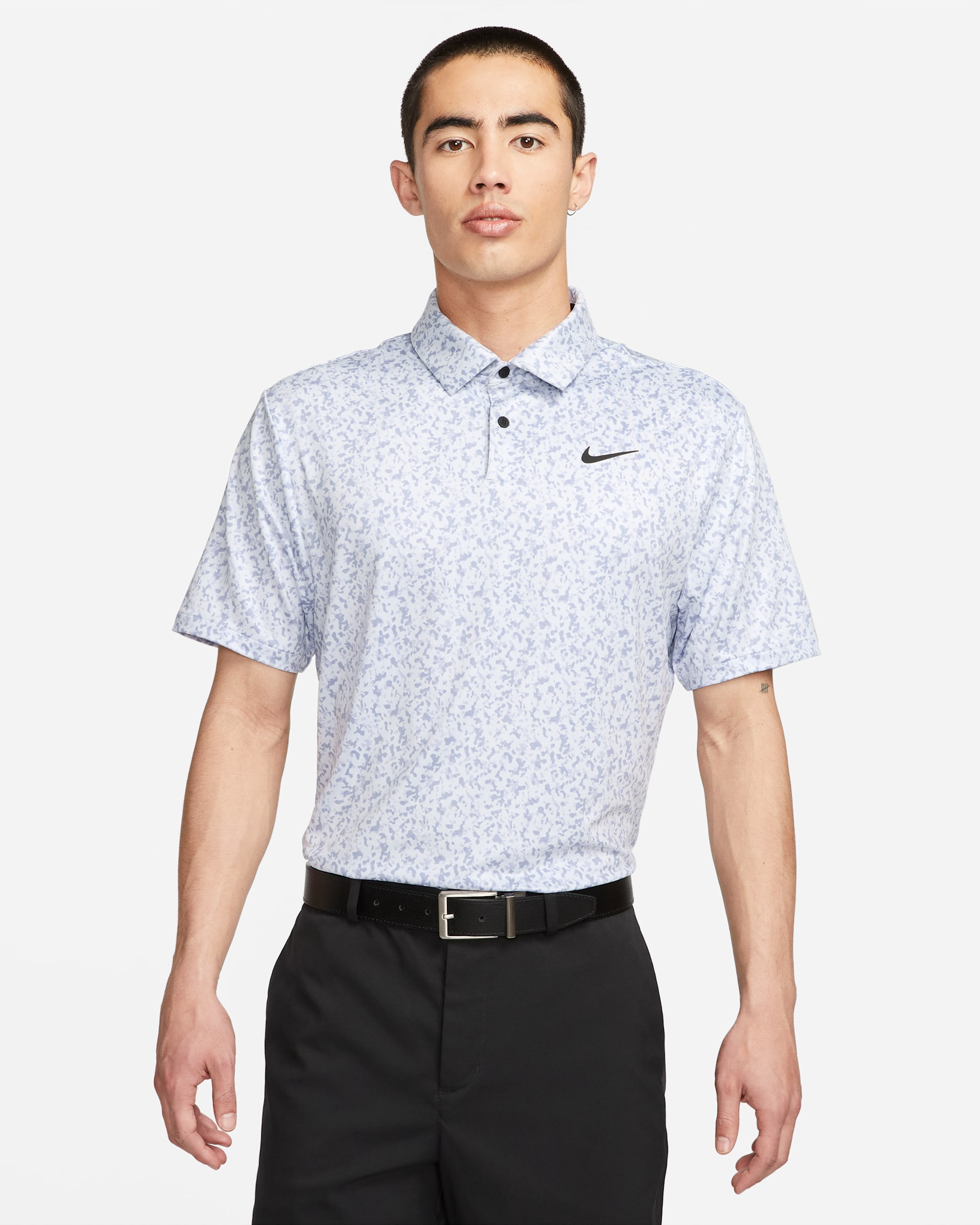 Nike Dri-FIT Tour 男款迷彩高爾夫球衫 - Football Grey/黑色