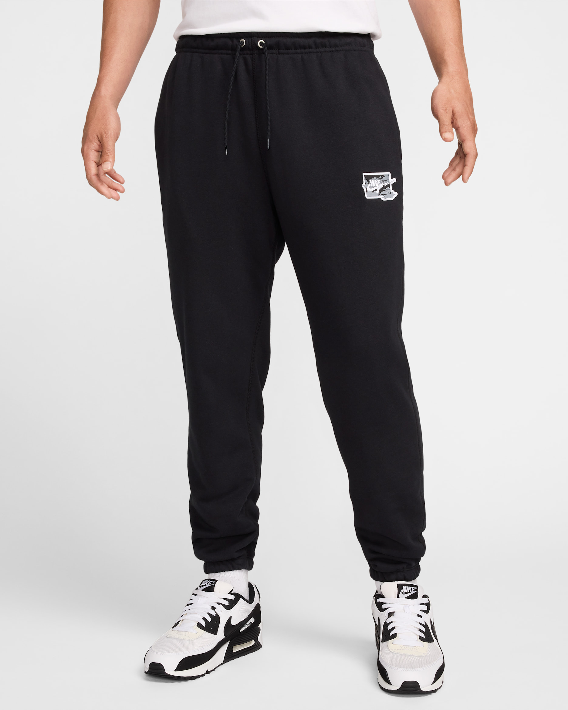 Nike Club Men's French Terry Cuff Pants - Black/White