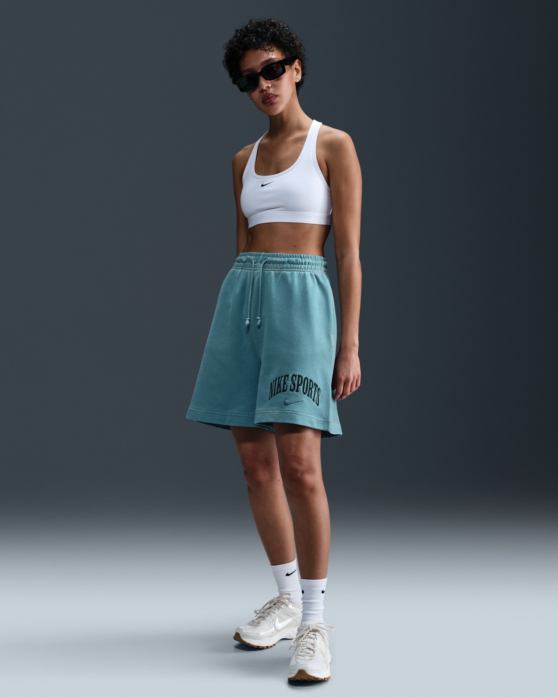 Nike Sportswear Phoenix Fleece Women's High-Waisted French Terry Shorts - Smokey Blue