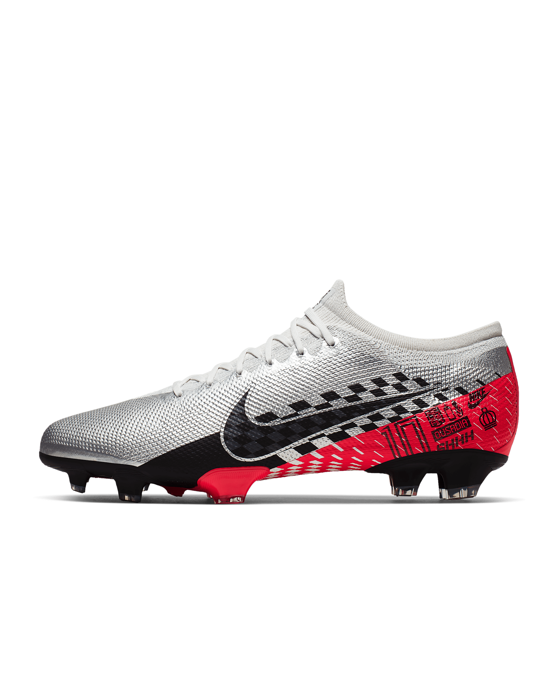 Nike Mercurial Vapor 13 Pro Neymar Jr. FG Firm-Ground Football Boots - Chrome/Red Orbit/Platinum Tint/Black