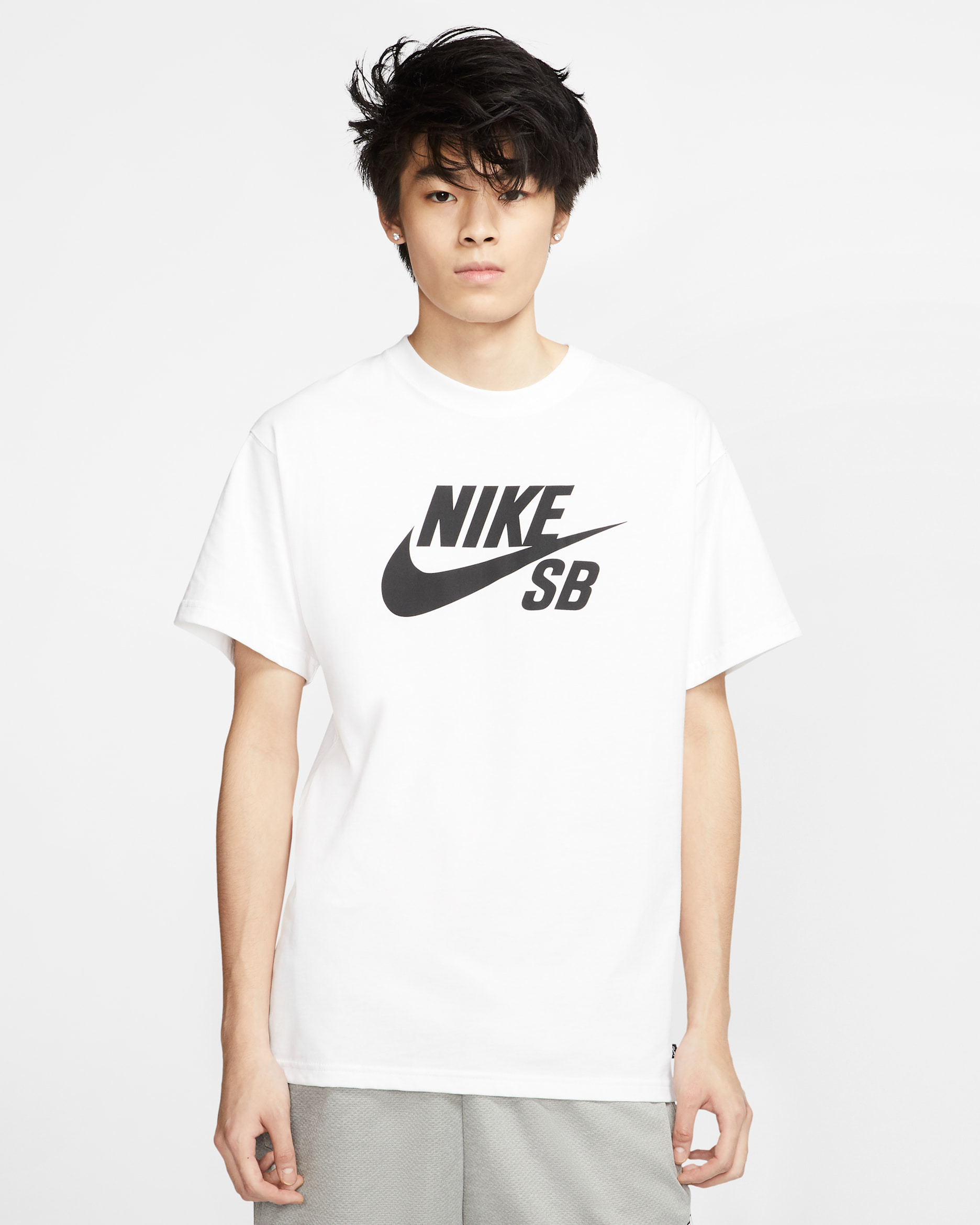 เสื้อยืดสเก็ตบอร์ดมีโลโก้ Nike SB - ขาว/ดำ