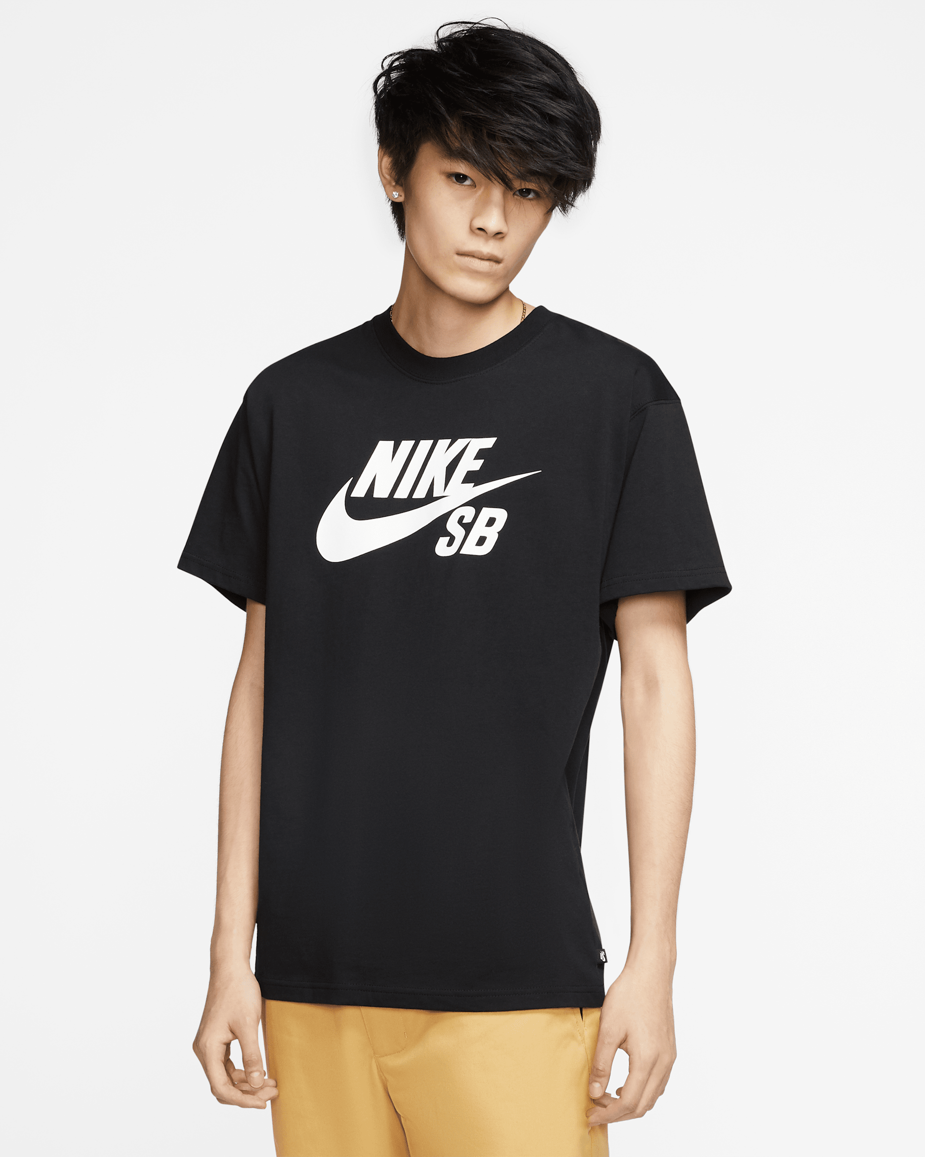 เสื้อยืดสเก็ตบอร์ดมีโลโก้ Nike SB - ดำ/ขาว