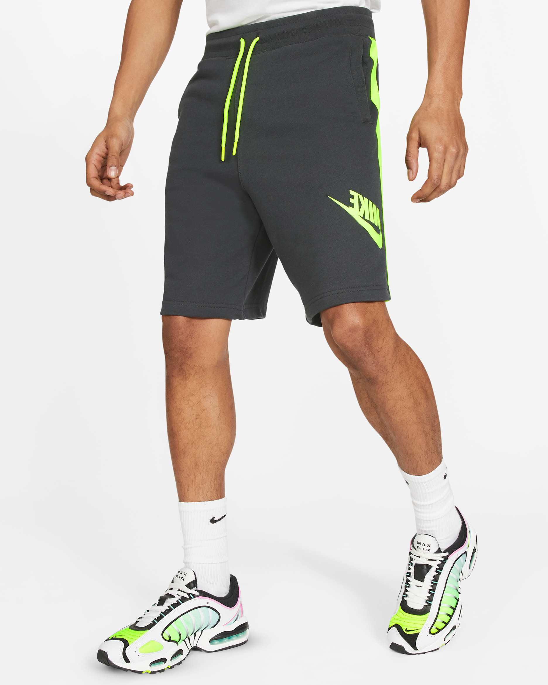 Nike Sportswear Men's French Terry Shorts - Dark Smoke Grey/Volt/Volt
