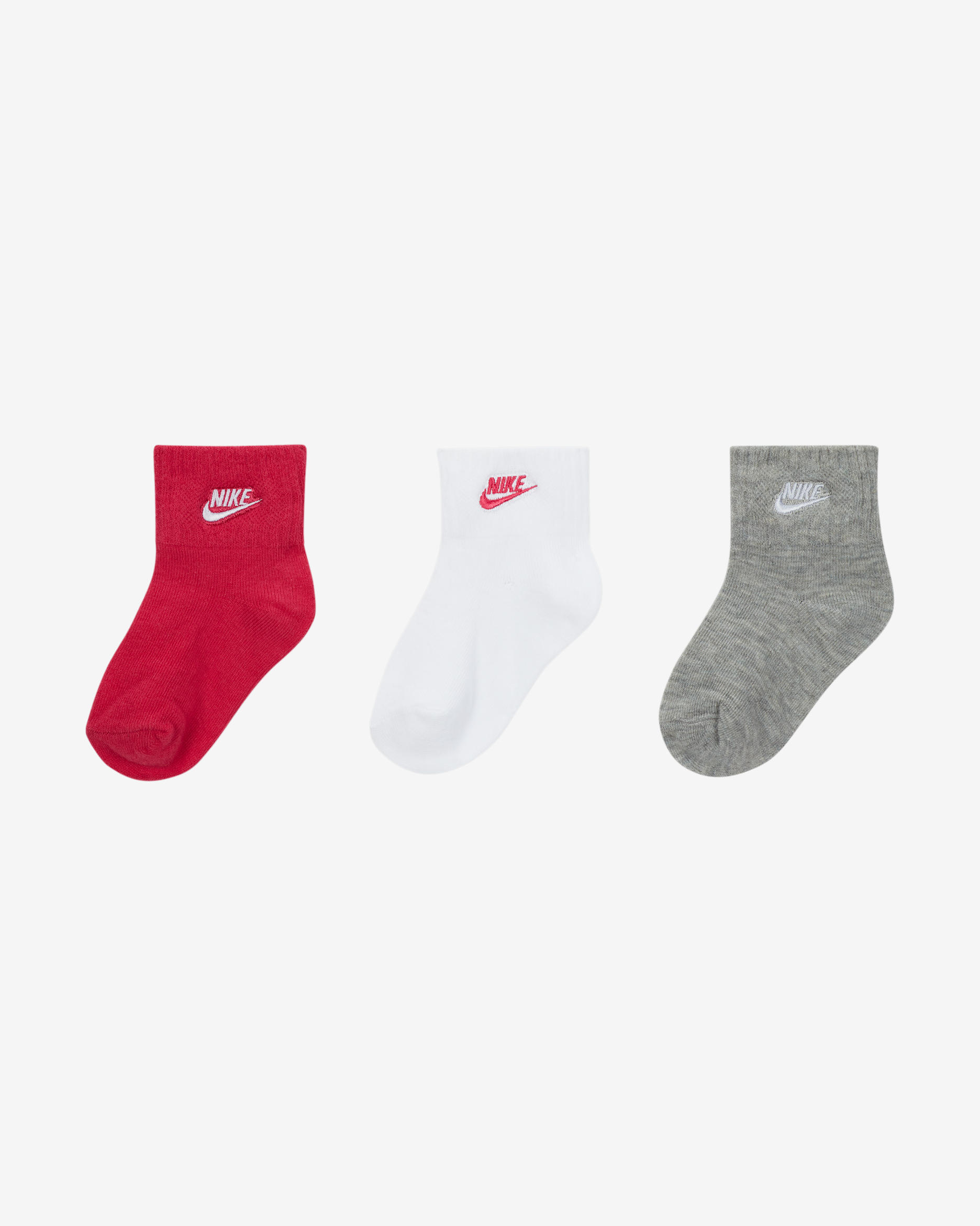 Nike Toddler Gripper Ankle Socks (3 Pairs) - Multi-Color/Rush Pink