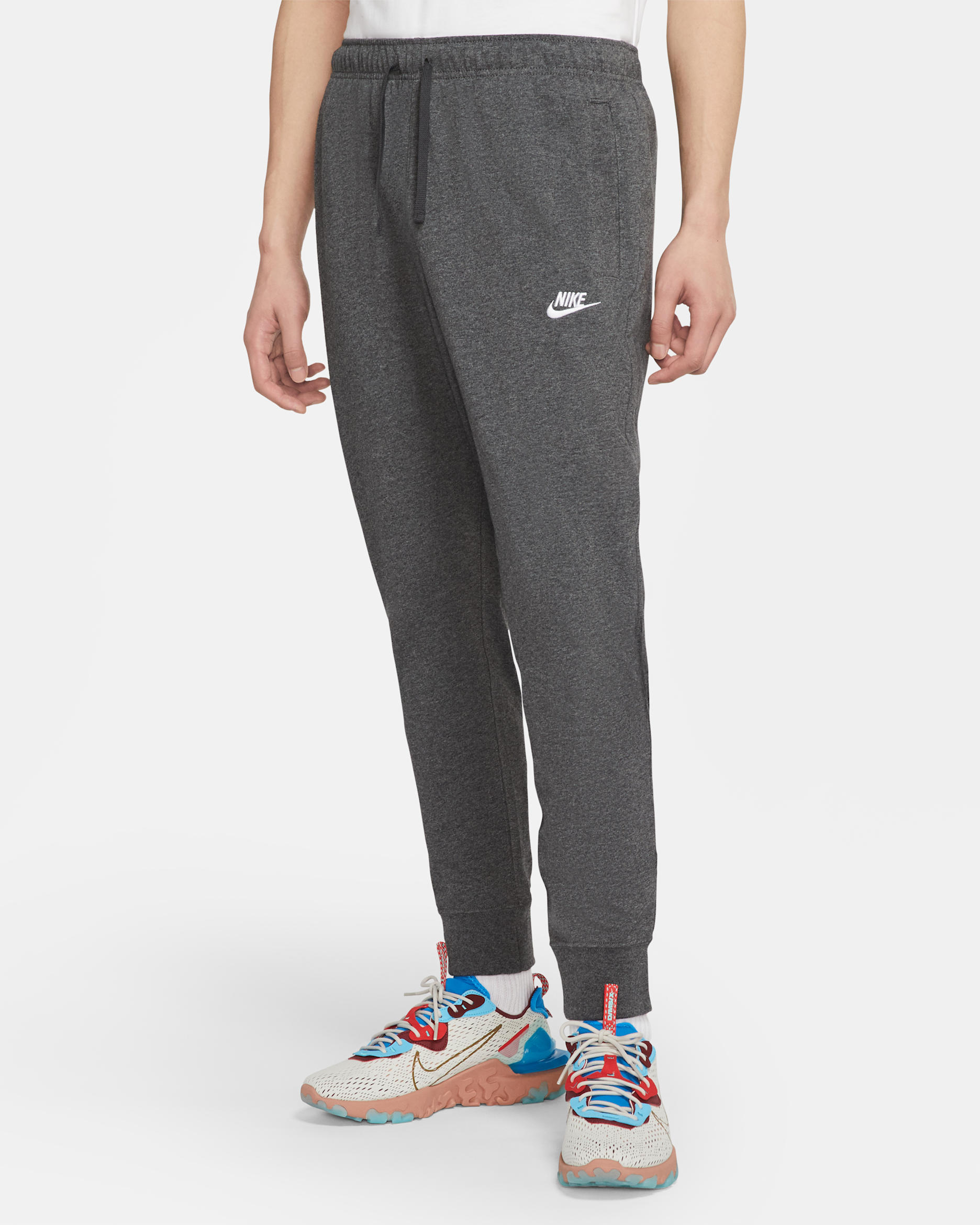 Nike Sportswear Club Men's Jersey Joggers - Charcoal Heather/White