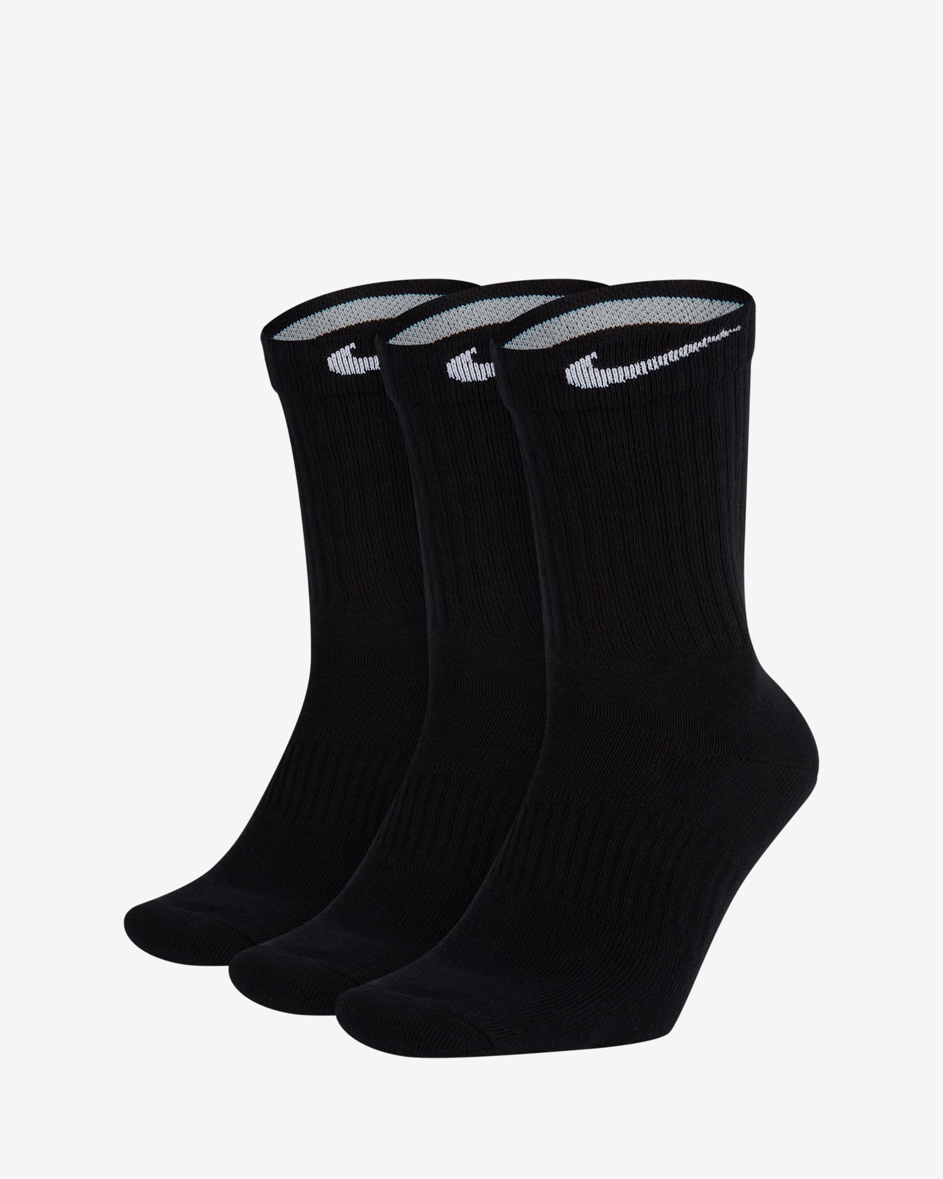 Nike Performance Lightweight Training Crew Socks (3 Pairs) - Black/White