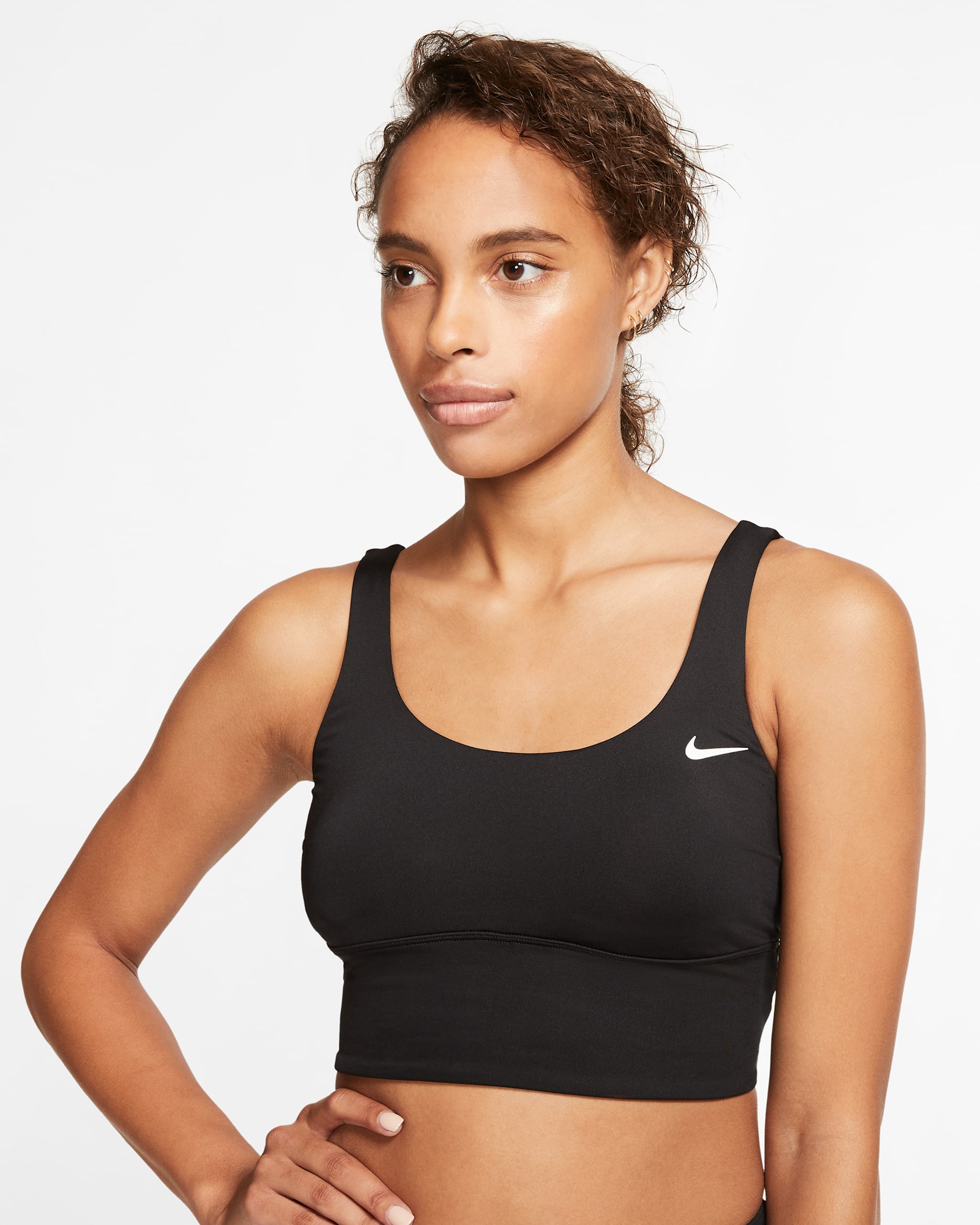 Prenda para la parte superior de Midkini de cuello redondo para mujer Nike Essential - Negro/Negro/Blanco