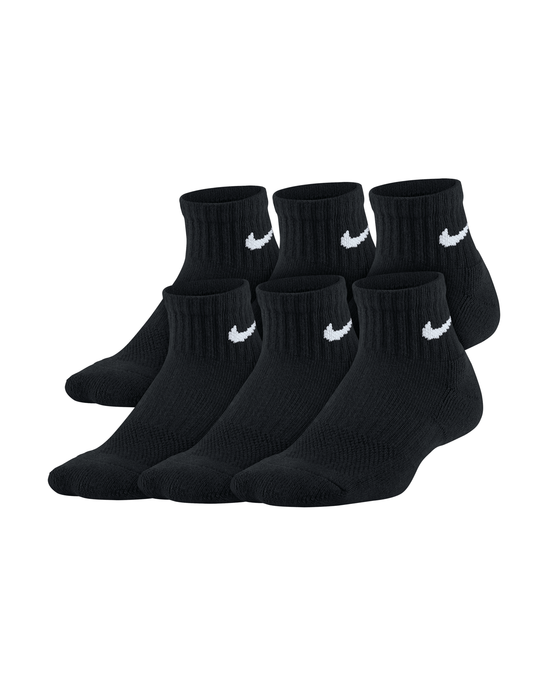 Nike Everyday Kids' Cushioned Ankle Socks (6 Pairs) - Black/White