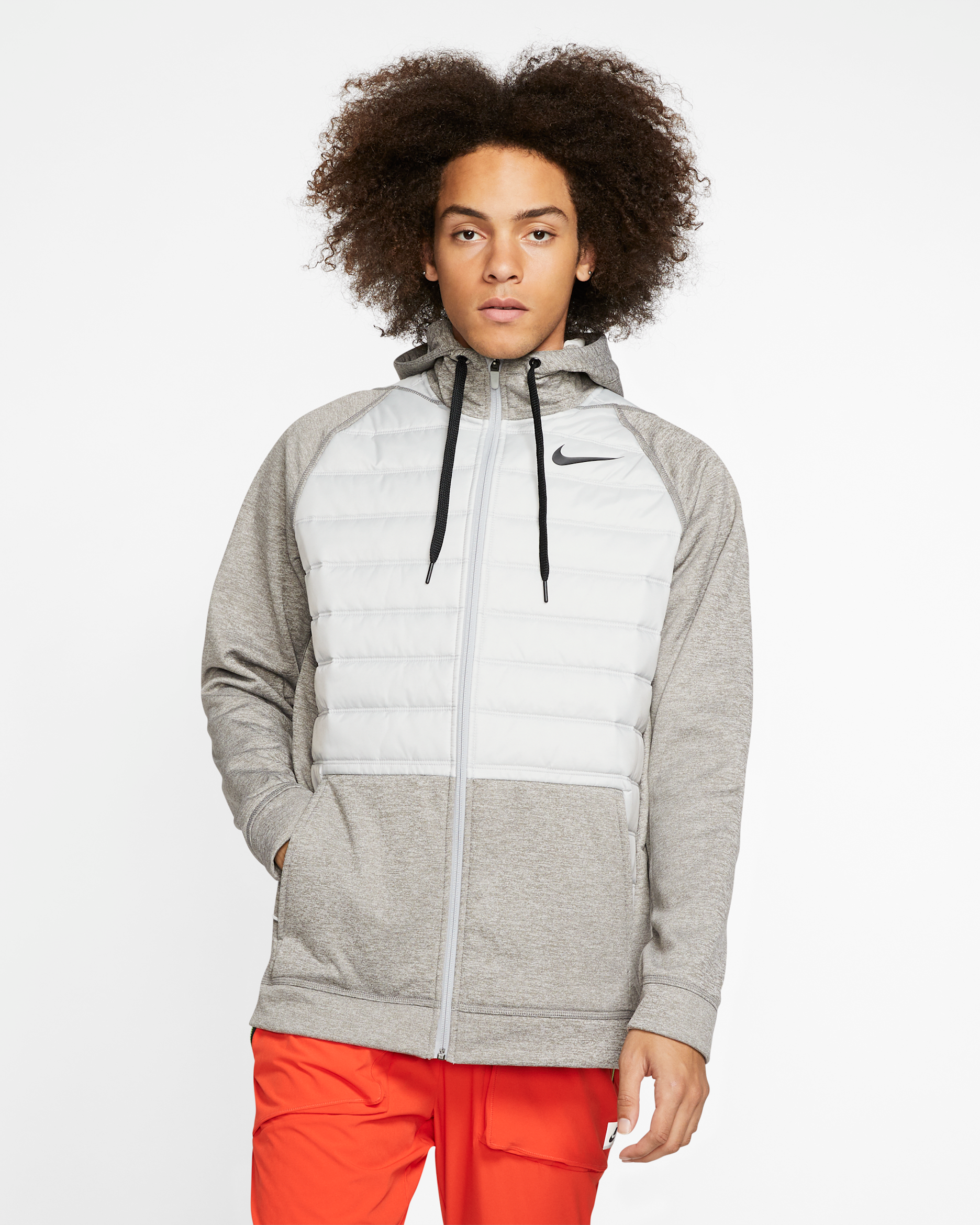 Veste de training à zip Nike Therma pour Homme - Dark Grey Heather/Light Smoke Grey/Noir