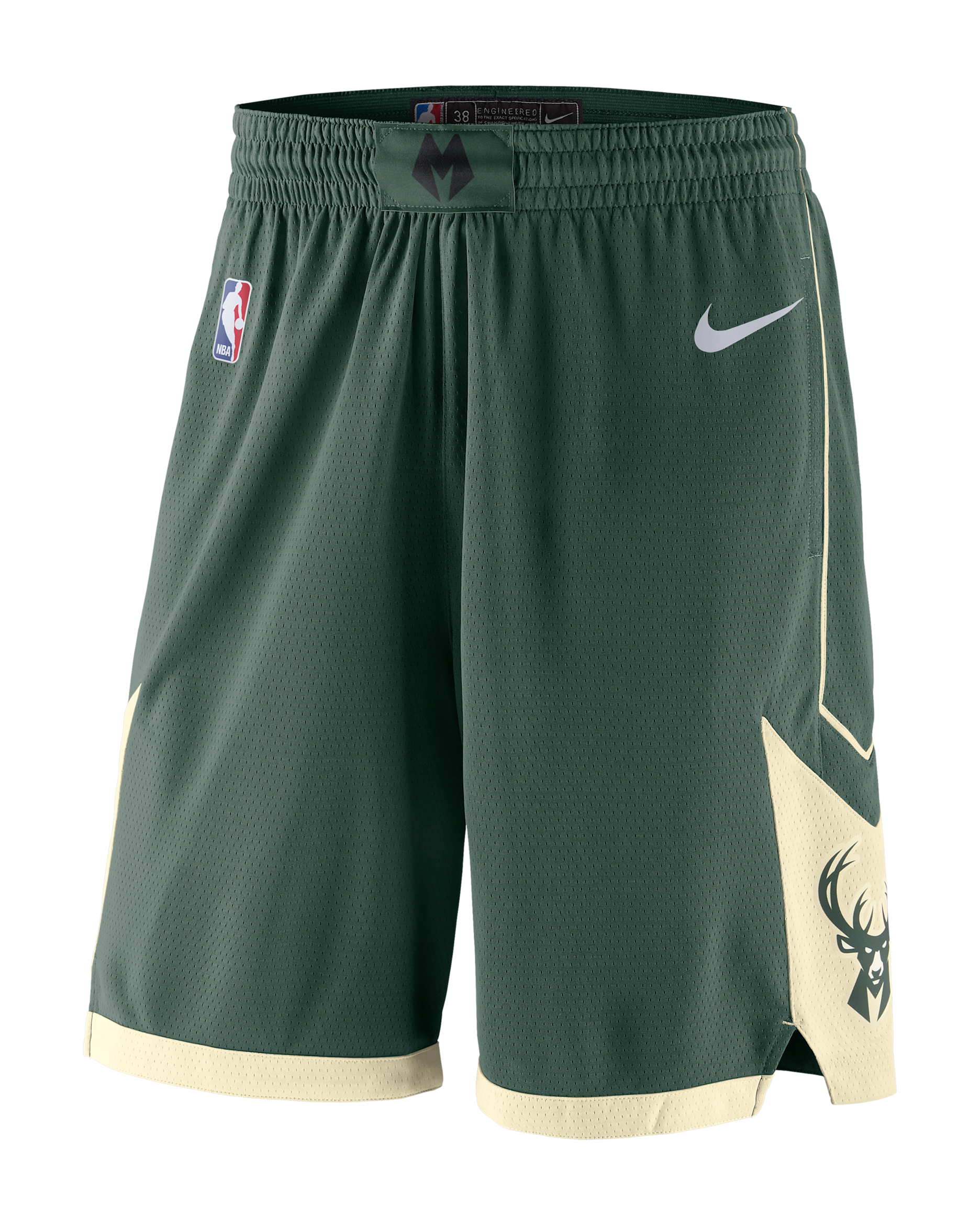 Milwaukee Bucks Icon Edition Nike NBA Swingman Shorts für Herren - Fir/Flat Opal/Opal/Weiß
