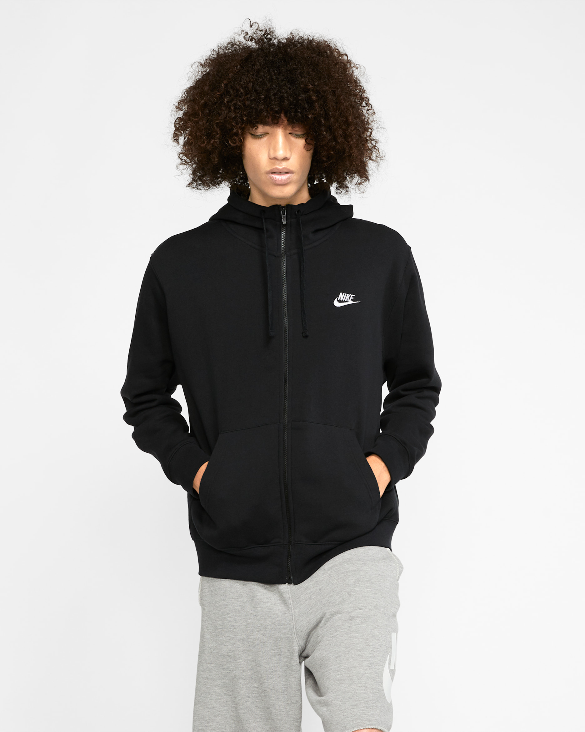 Nike Sportswear Club Fleece Men's Full-Zip Hoodie - Black/Black/White