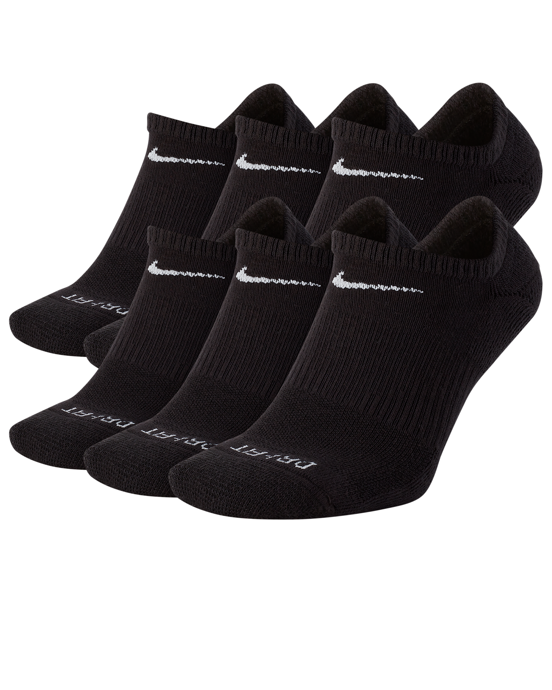 Nike Everyday Cushioned No-Show-Trainingssocken (6 Paar) - Schwarz/Weiß