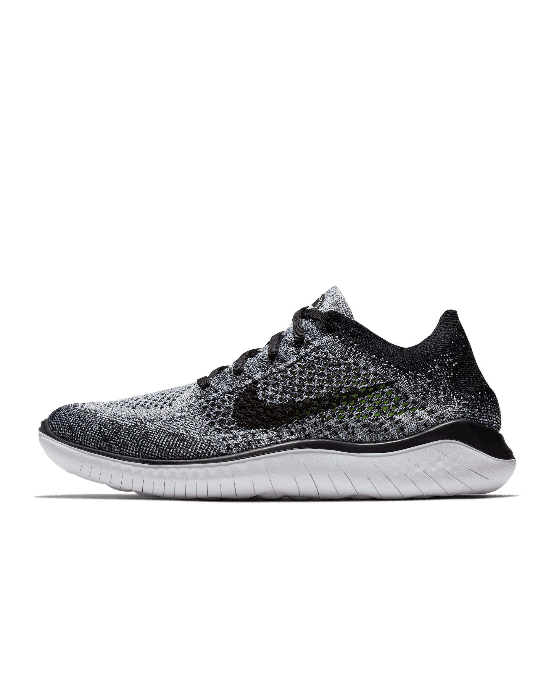 Nike Free Run Flyknit 2018 Men's Road Running Shoes - White/Grey/Black