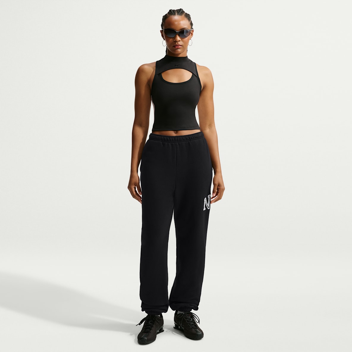 Nike Studio Fleece Medium Weight 'Graphic Pack' — Women's Oversized Cuffed Logo Trousers