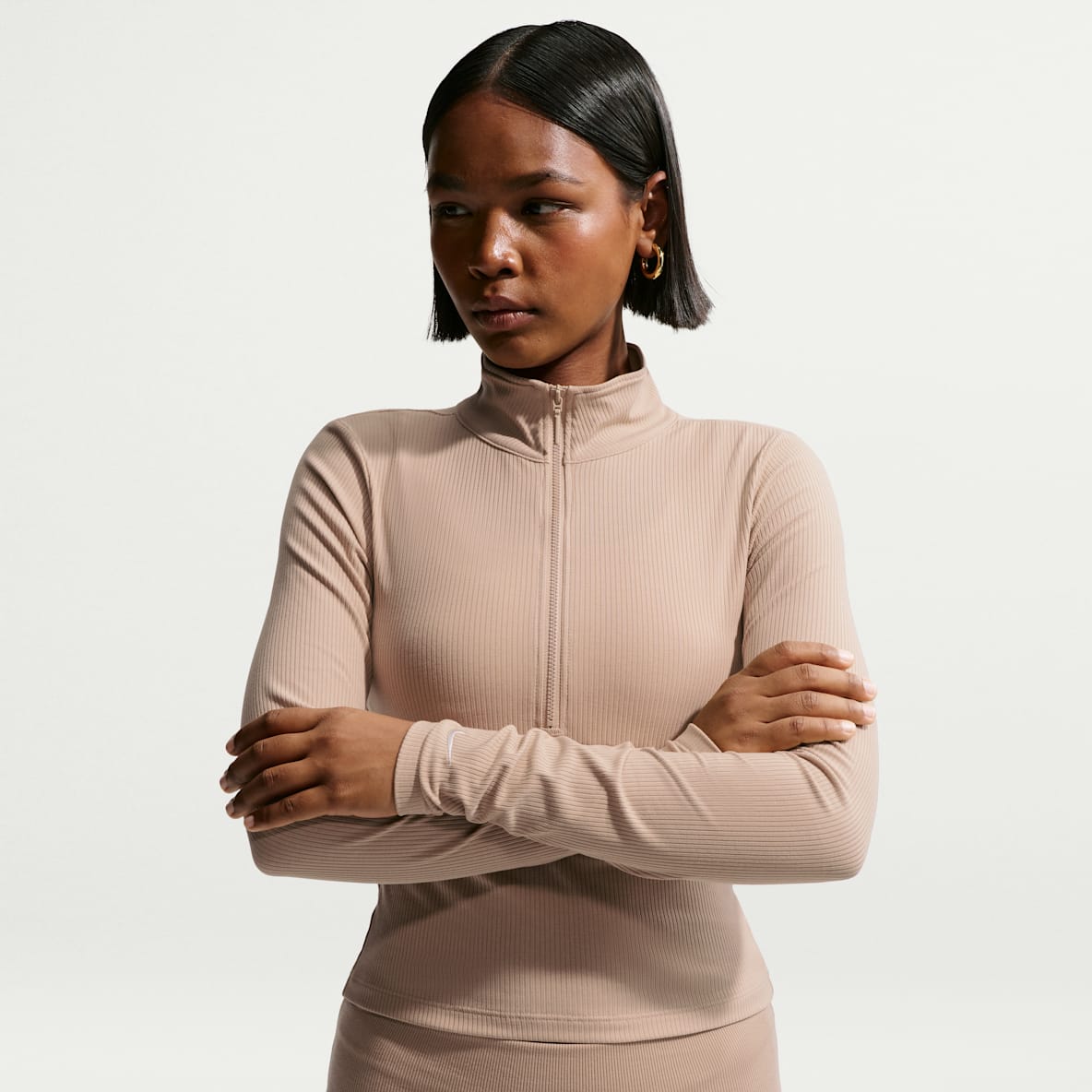 Nike Sportswear Chill Knit — Women's Tight Quarter-Zip Long-Sleeve Ribbed Top