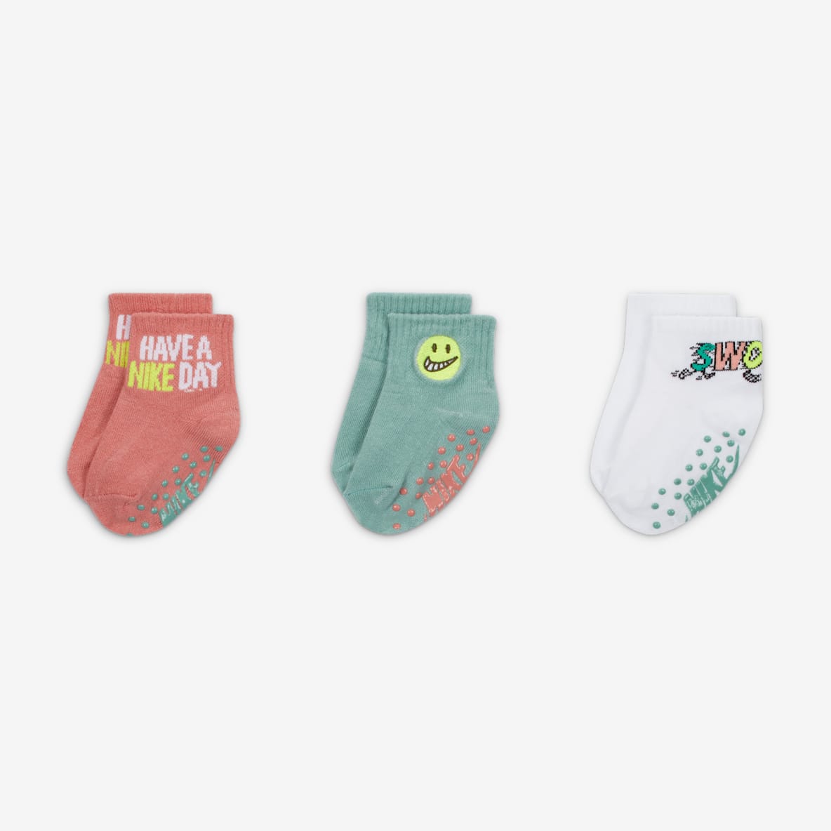 Nike "Art of Play" Gripper Ankle Socks (3 Pairs) Nike "Art of Play" Gripper Ankle Socks (3 Pairs) Baby Gripper Socks
