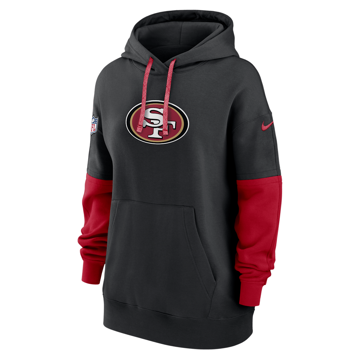 San Francisco 49ers Sideline Essential San Francisco 49ers Sideline Essential Sudadera con gorro sin cierre Nike de la NFL para mujer