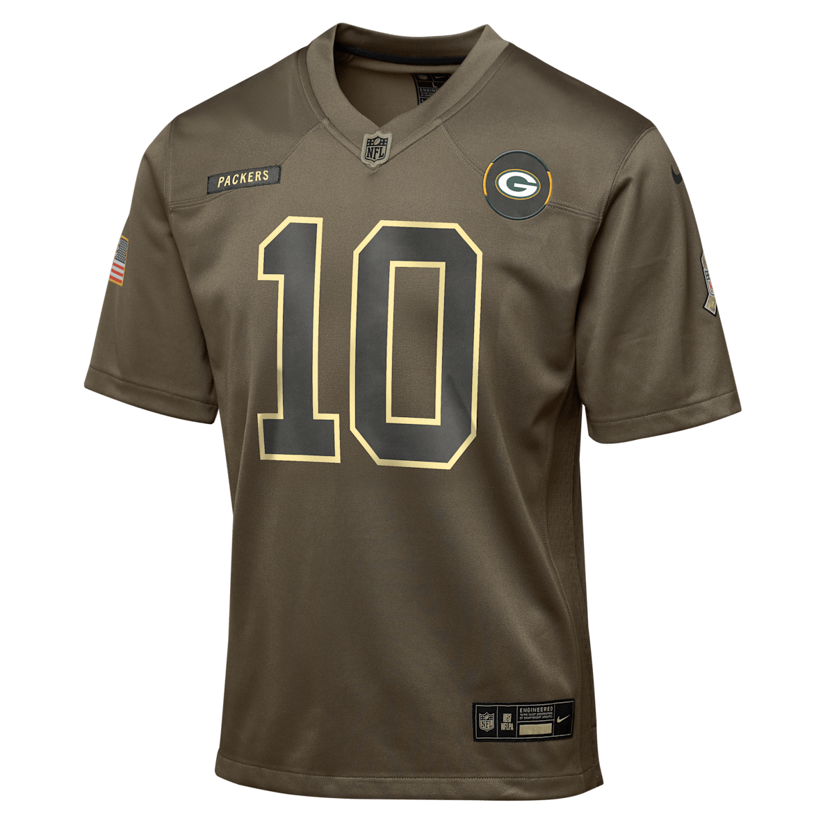 Jordan Love Green Bay Packers Salute to Service Jordan Love Green Bay Packers Salute to Service Jersey para niños talla grande Nike de la NFL Game