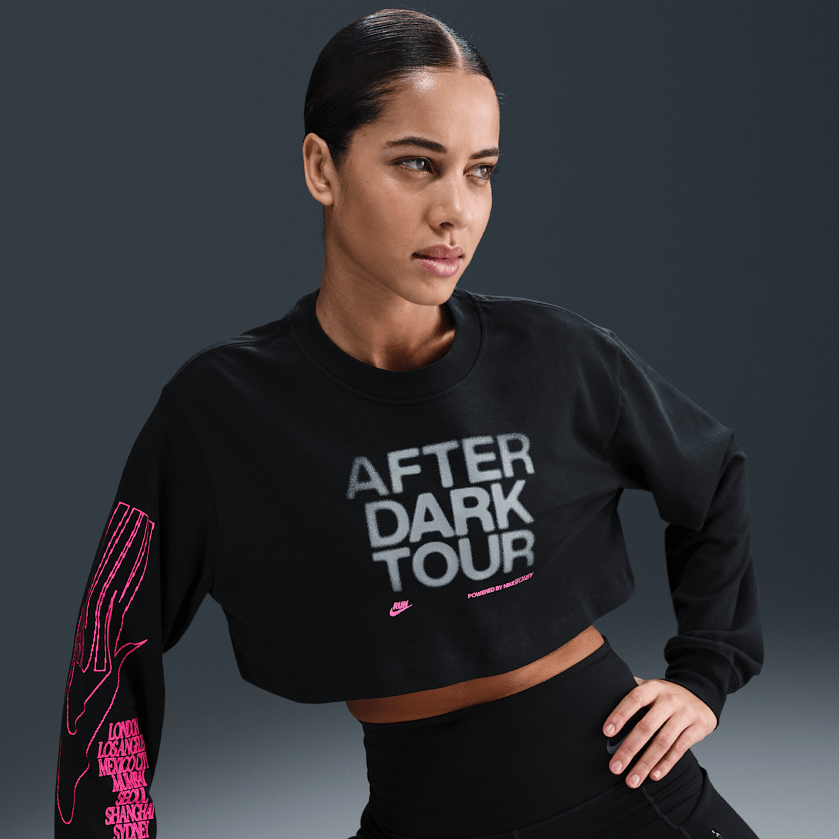 Nike After Dark Tour Nike After Dark Tour Playera de manga larga oversized cropped para mujer