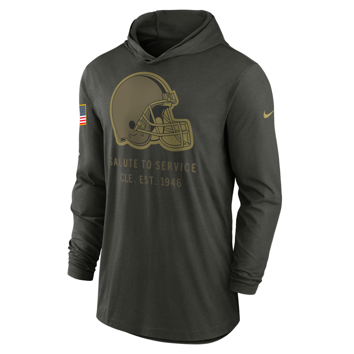 Cleveland Browns Salute to Service Sideline Cleveland Browns Salute to Service Sideline Men’s Nike Dri-FIT NFL Long-Sleeve Hooded Top