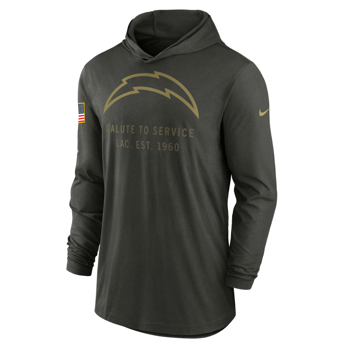 Los Angeles Chargers Salute to Service Sideline Los Angeles Chargers Salute to Service Sideline Men’s Nike Dri-FIT NFL Long-Sleeve Hooded Top