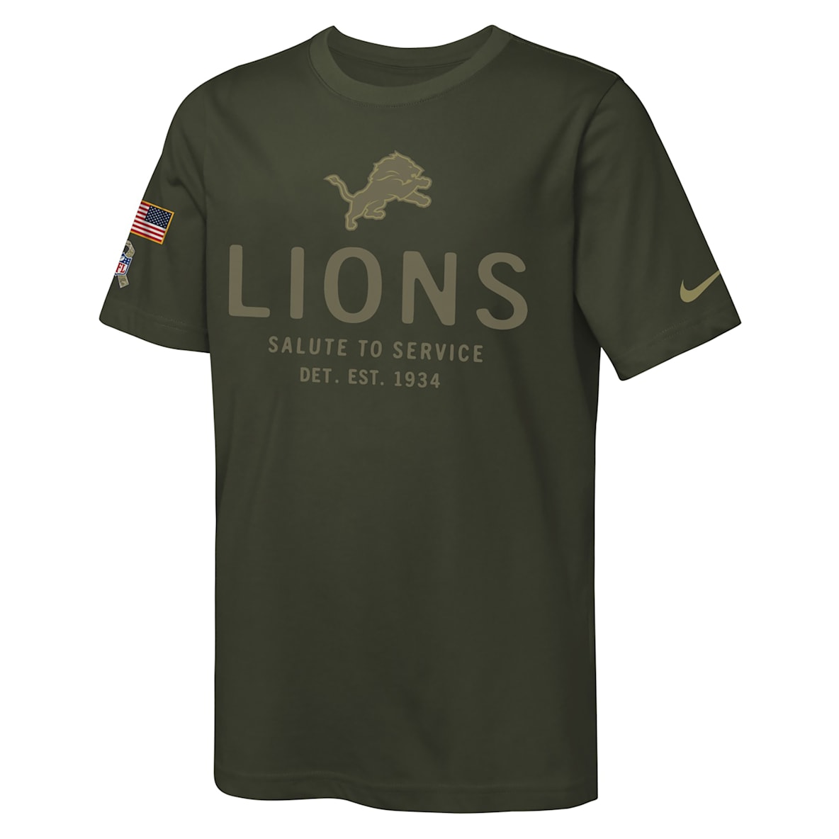 Detroit Lions Salute to Service Sideline Detroit Lions Salute to Service Sideline Playera Nike Dri-FIT de la NFL para niños talla grande