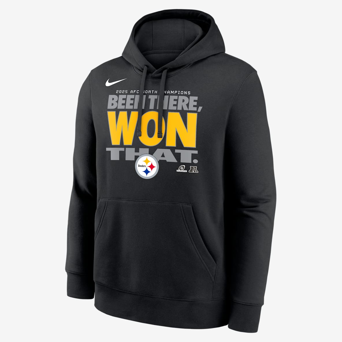 Pittsburgh Steelers 2025 AFC North Champions Trophy Men's Nike NFL Pullover Hoodie