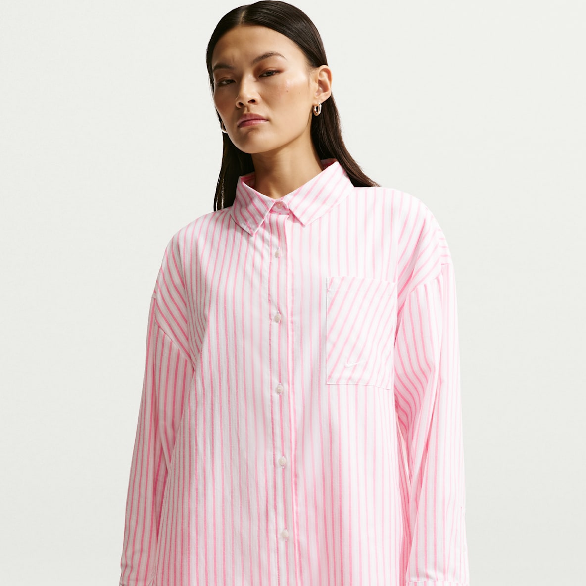 Nike Sportswear Chill Poplin Nike Sportswear Chill Poplin Women's Oversized Woven Long-Sleeve Striped Top