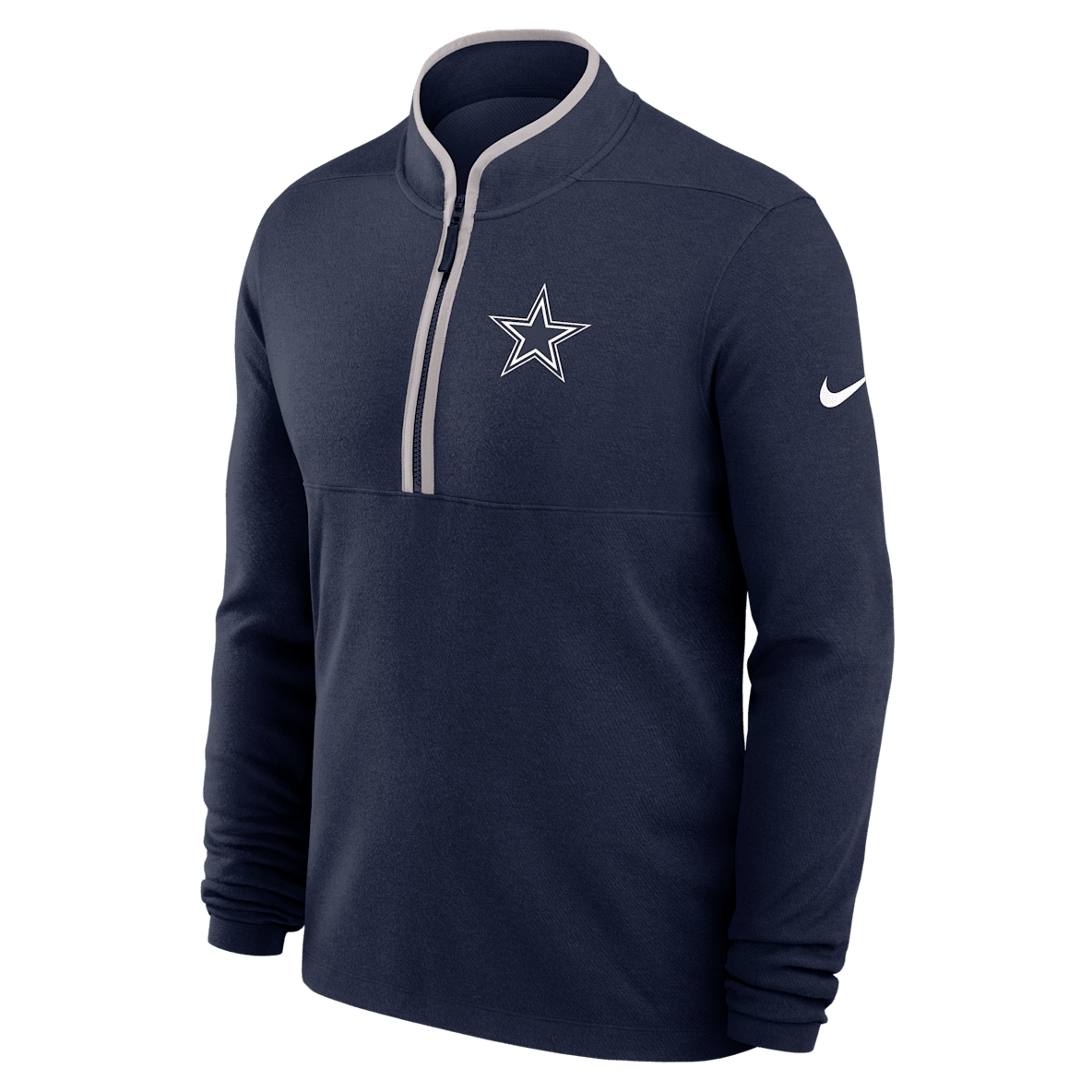 Dallas Cowboys Logo Victory Playera de manga larga de la NFL Nike Dri-FIT de 1/2 cierre para hombre