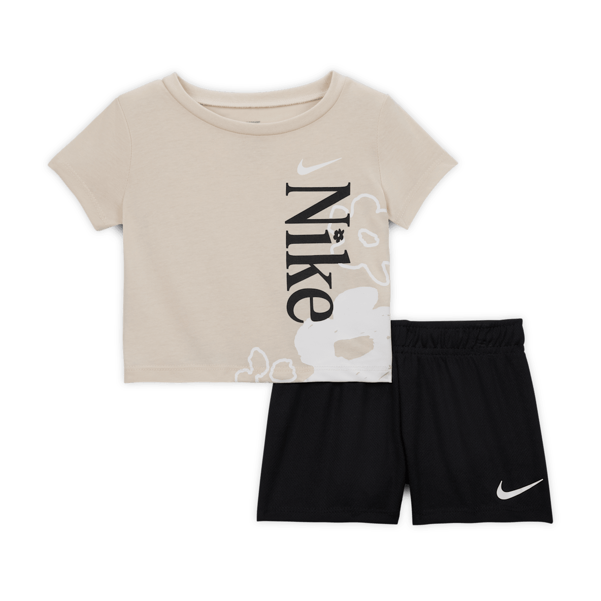Nike Nike Conjunto de playera con flor silvestre y shorts de malla para bebé (de 12 a 24 meses)