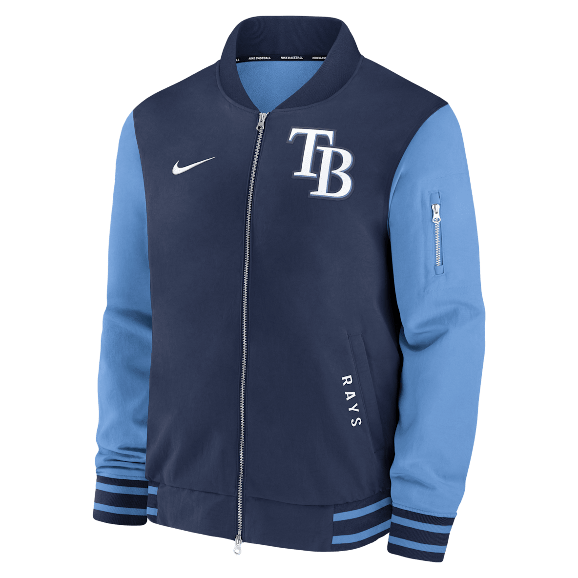 Tampa Bay Rays Authentic Collection Dugout Tampa Bay Rays Authentic Collection Dugout Chamarra bomber Nike de la MLB de cierre completo para hombre