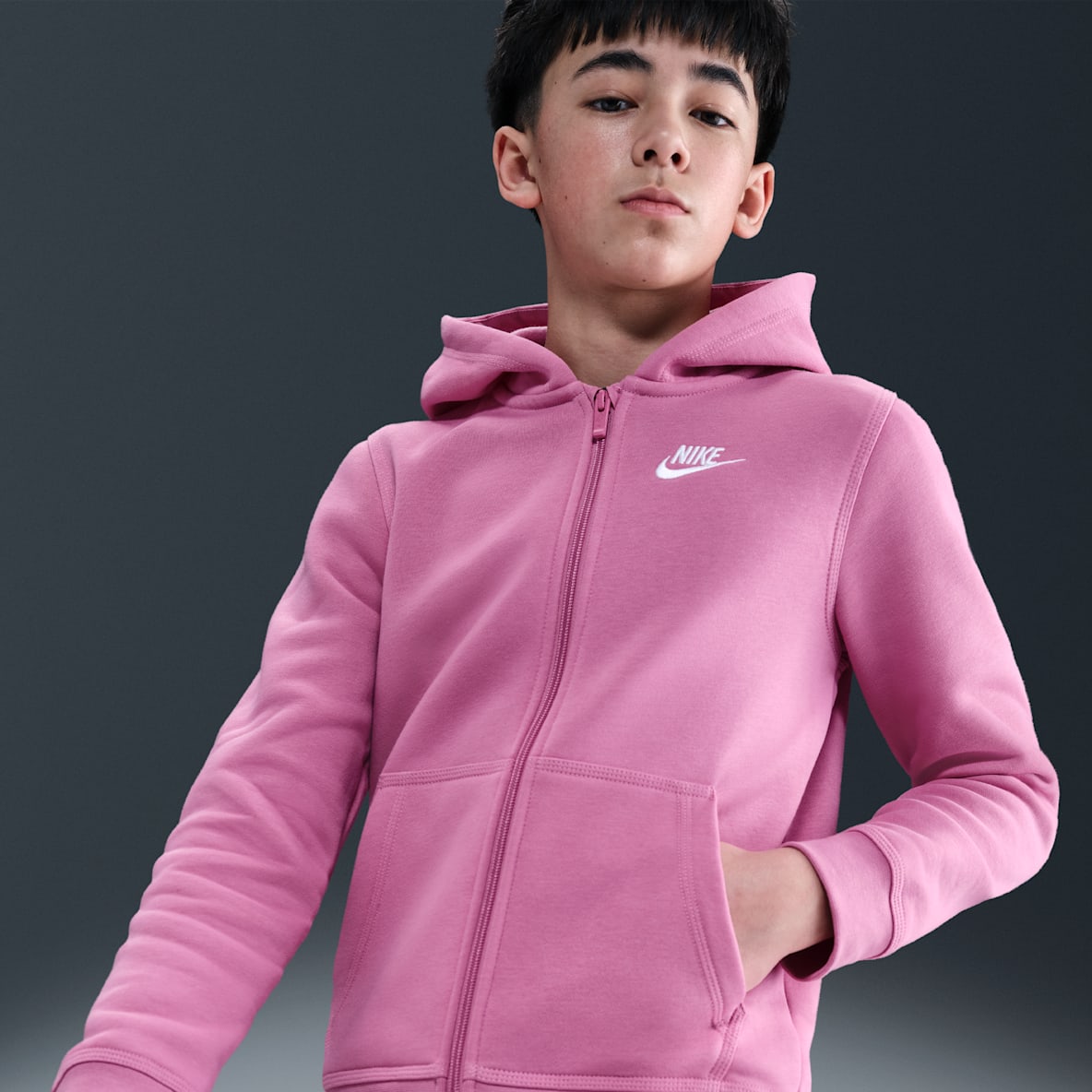 Nike Sportswear Club Nike Sportswear Club Sudadera con gorro de cierre completo para niños talla grande