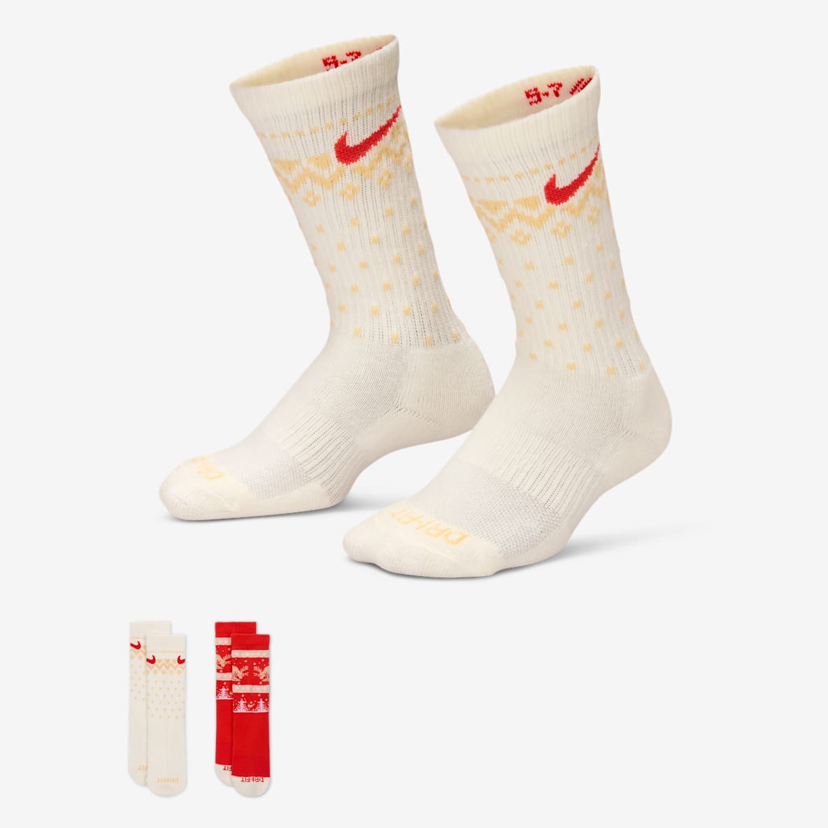 Nike Calcetas Dri-FIT Fairisle para niños talla pequeña (2 pares)