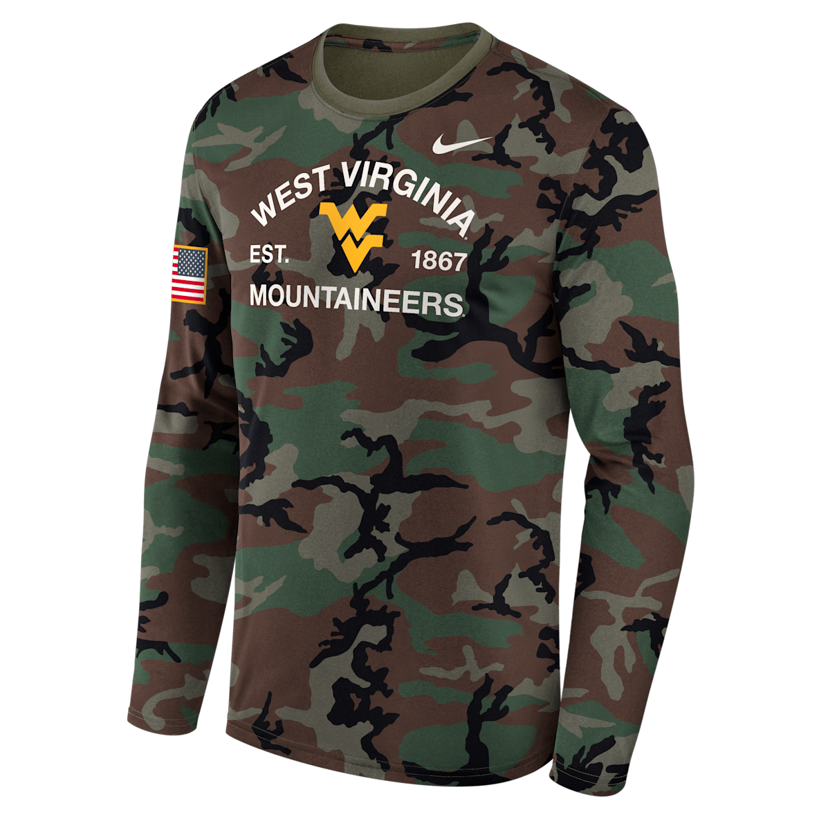 West Virginia 2025 Military Appreciation Legend West Virginia 2025 Military Appreciation Legend Men's Nike Dri-FIT College Long-Sleeve T-Shirt