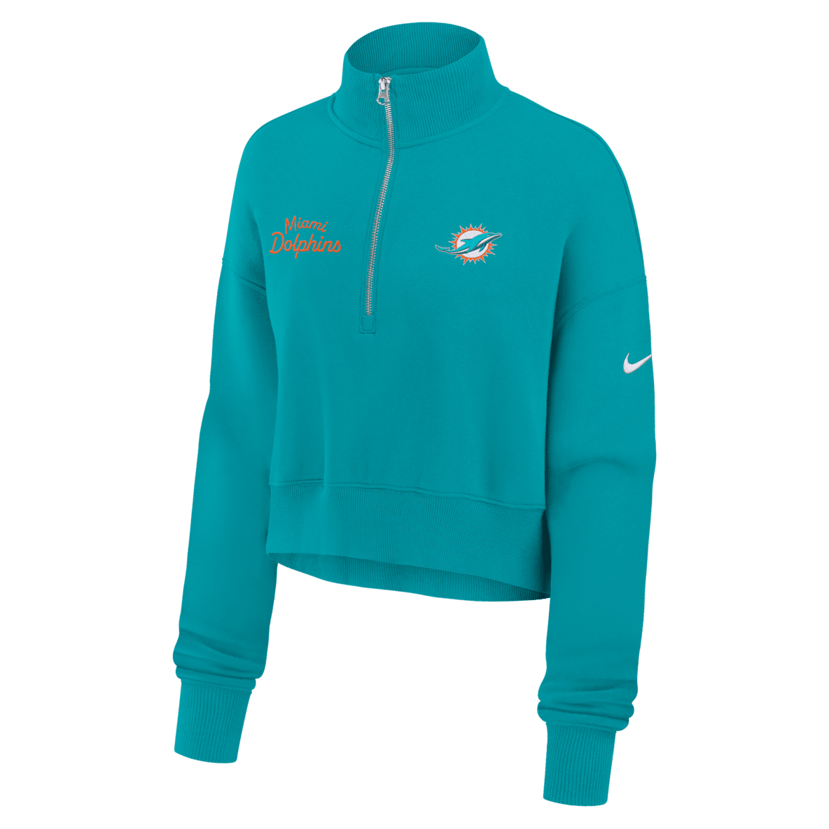 Miami Dolphins Phoenix Miami Dolphins Phoenix Sudadera de cuello redondo Nike de la NFL cropped con cierre de 1/4 para mujer