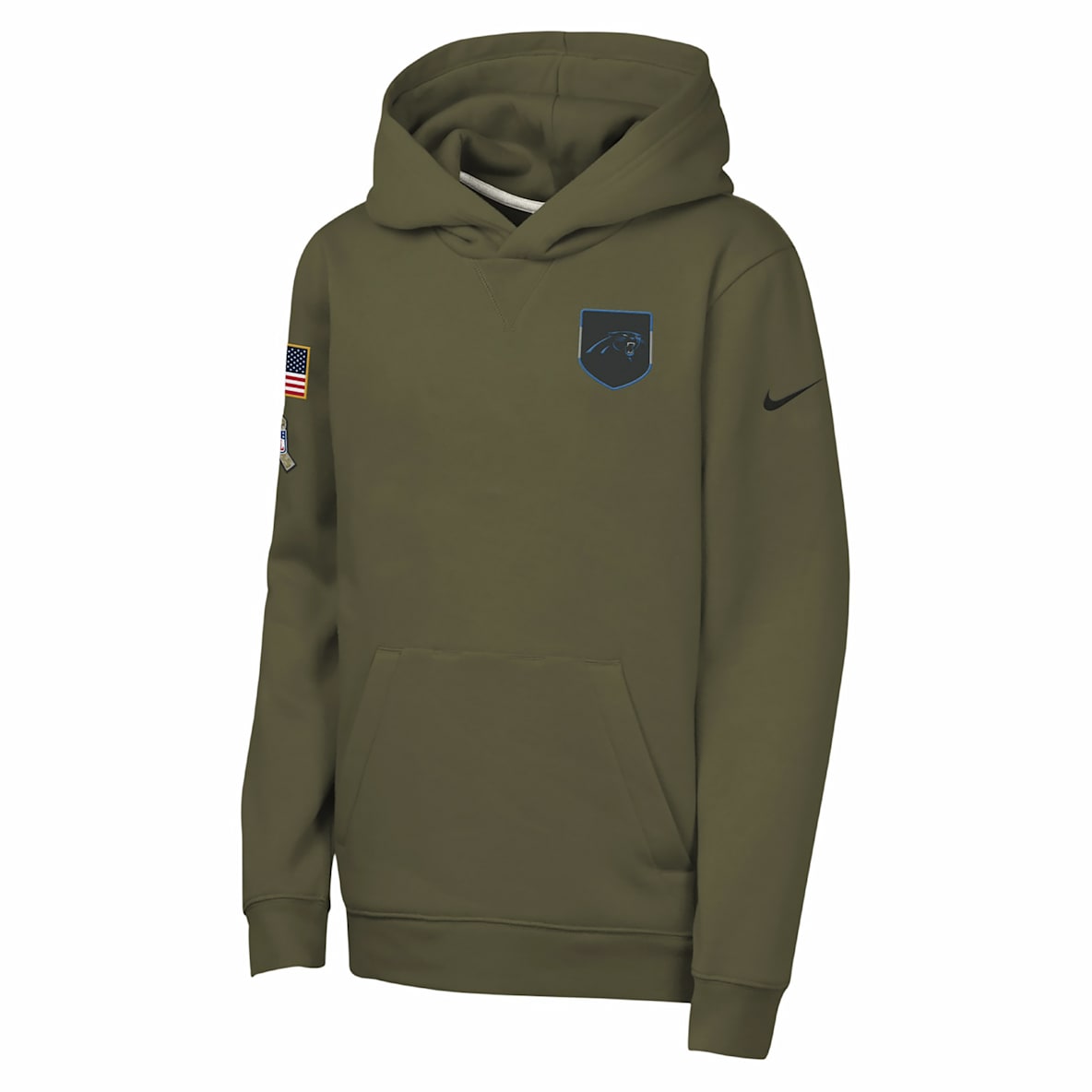 Nike Club Fleece de la NFL de los Carolina Panthers Nike Club Fleece de la NFL de los Carolina Panthers Sudadera con gorro sin cierre "Salute to Service" para niños talla grande