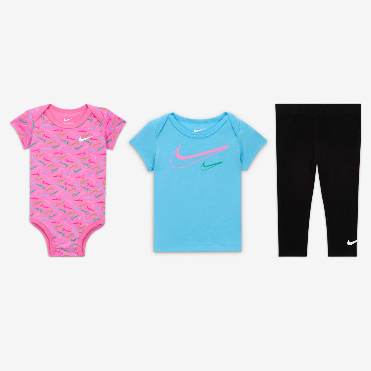 Nike Swoosh Logo Nike Swoosh Logo Baby (0–9M) 3-Piece Bodysuit Set