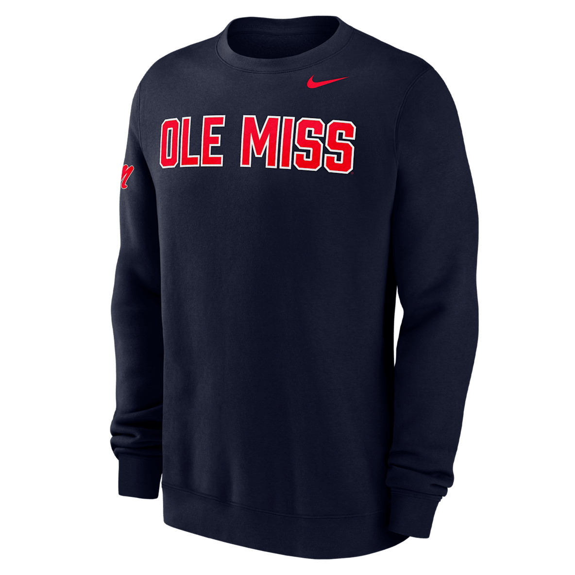 Ole Miss Club Fleece Ole Miss Club Fleece Sudadera de cuello redondo universitaria Nike para hombre