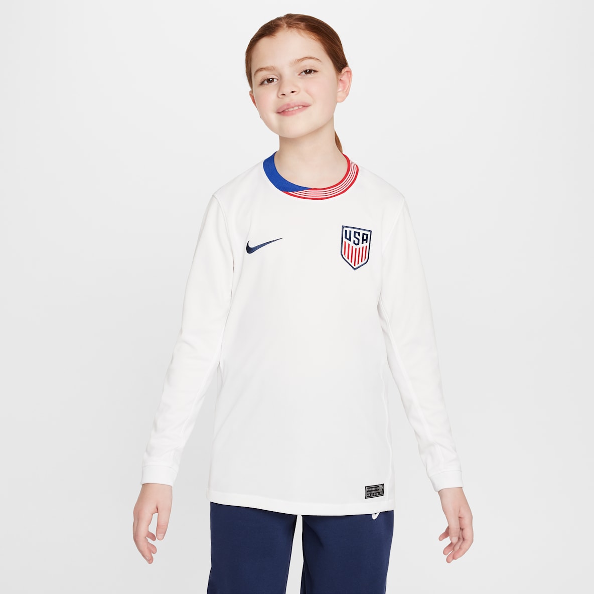 USWNT 2024 Stadium Home USWNT 2024 Stadium Home Big Kids' Nike Dri-FIT Soccer Long-Sleeve Replica Jersey