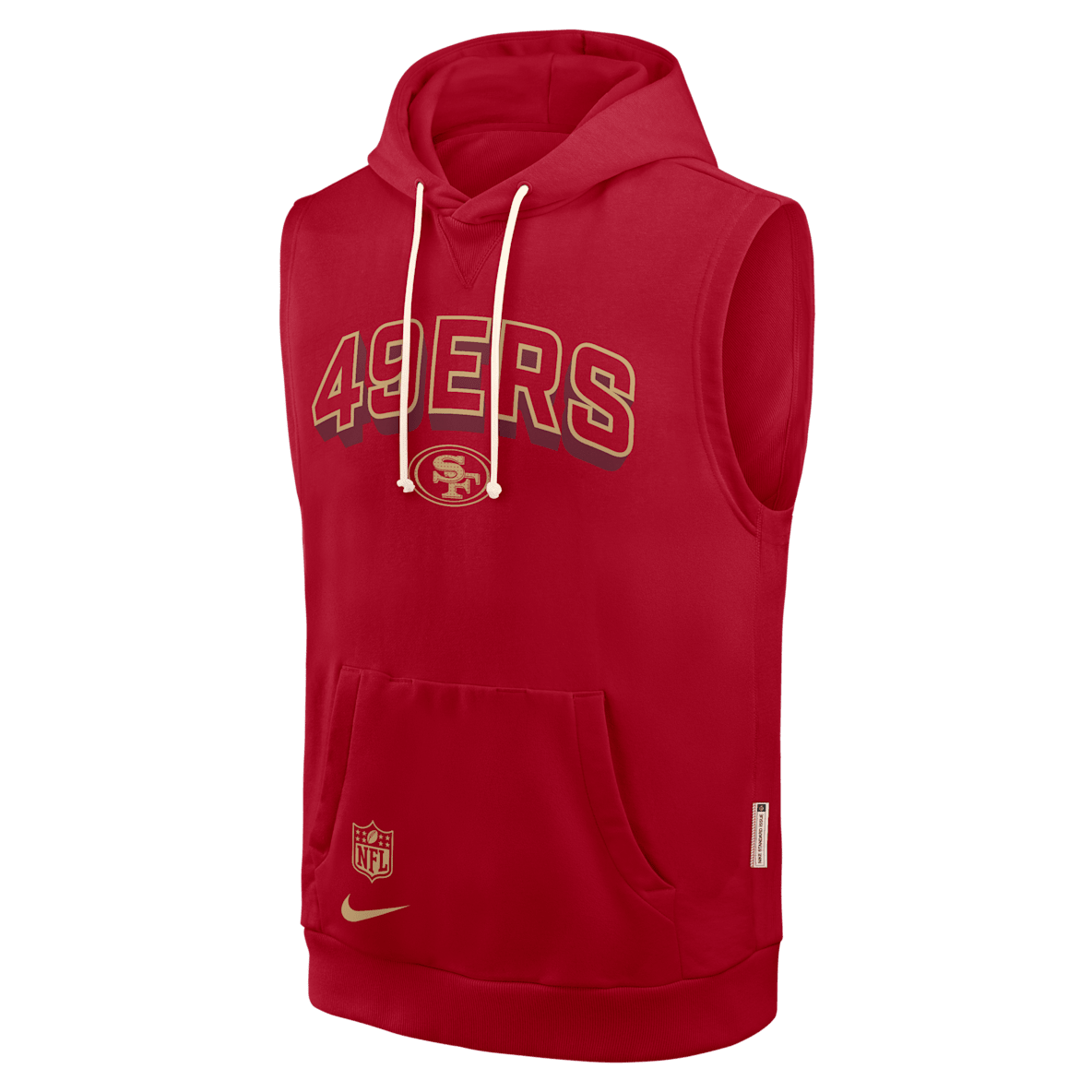 San Francisco 49ers Sideline San Francisco 49ers Sideline Sudadera con gorro sin cierre sin mangas Nike Dri-FIT de la NFL para hombre