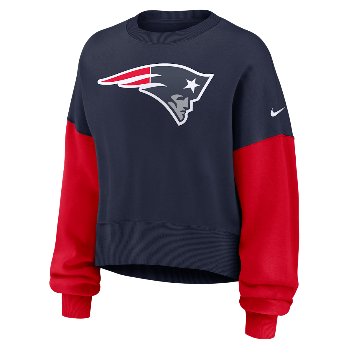 New England Patriots New England Patriots Sudadera de cuello redondo sin cierre Nike de la NFL para mujer