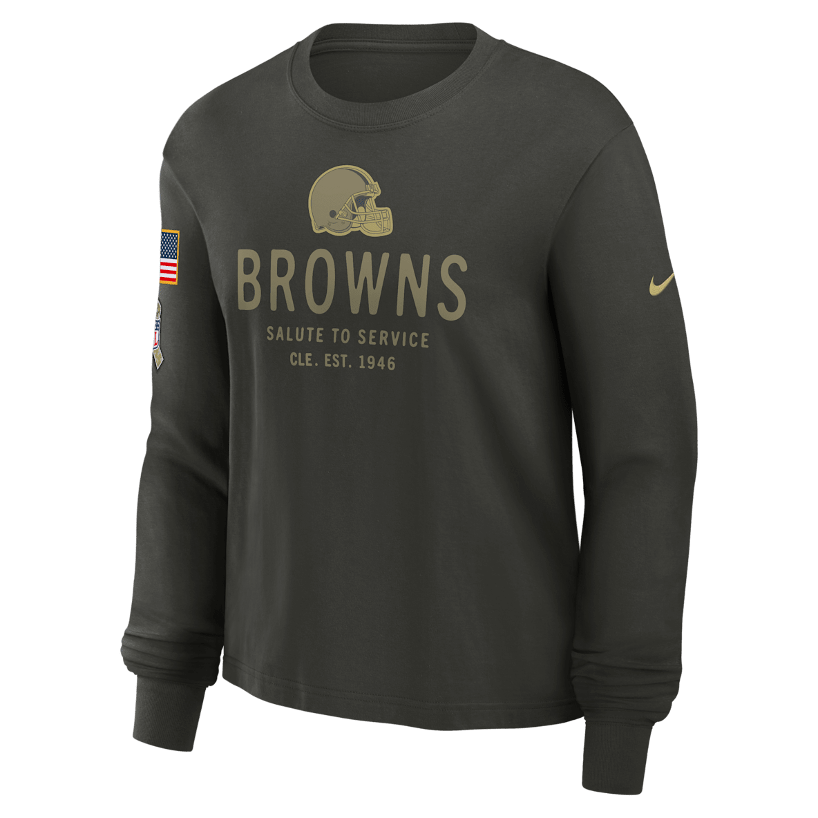 Cleveland Browns Salute to Service Sideline Cleveland Browns Salute to Service Sideline Women's Nike Dri-FIT NFL Long-Sleeve T-Shirt
