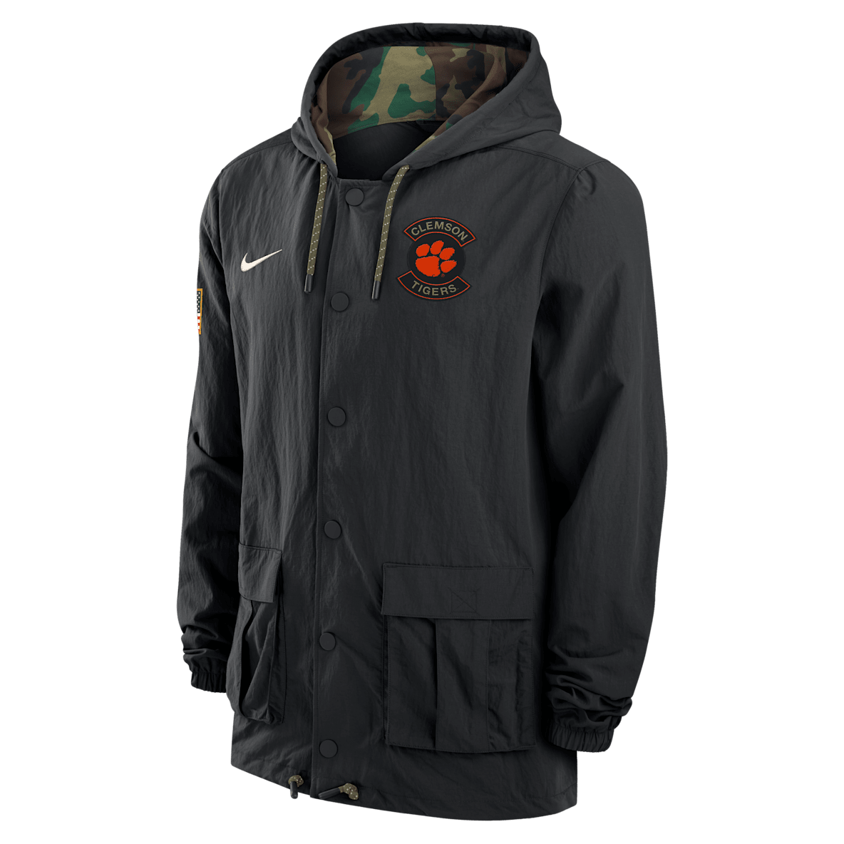 Clemson Clemson Men's Nike Full-Snap Hooded Military Jacket