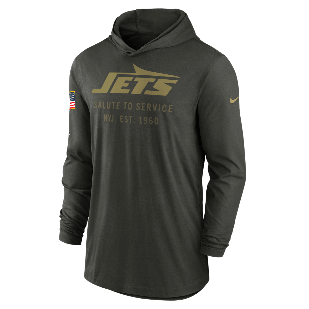 New York Jets Salute to Service Sideline New York Jets Salute to Service Sideline Men’s Nike Dri-FIT NFL Long-Sleeve Hooded Top