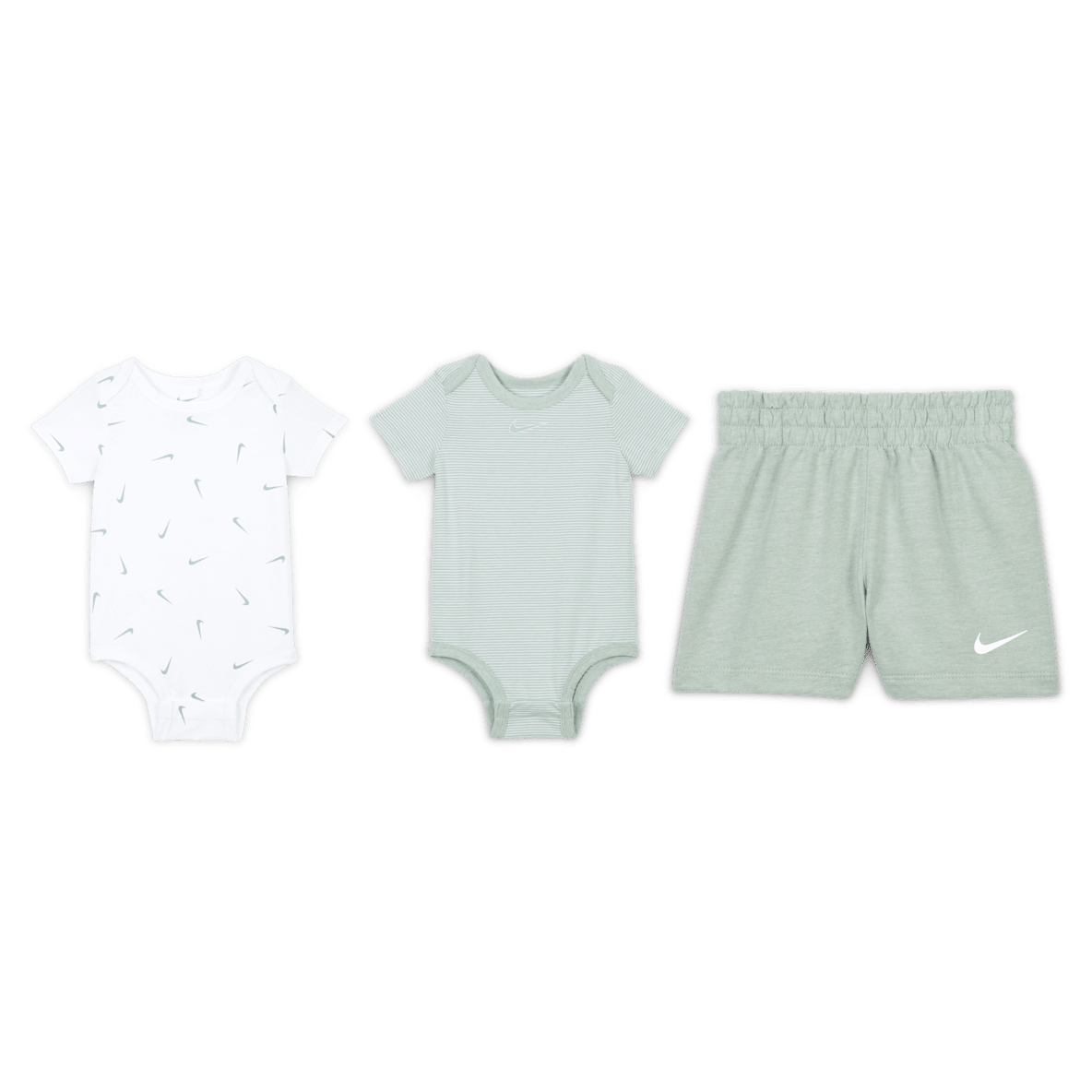 Nike Essentials Nike Essentials Conjunto de tres piezas Swooshfetti a rayas para bebé (0-9 meses)
