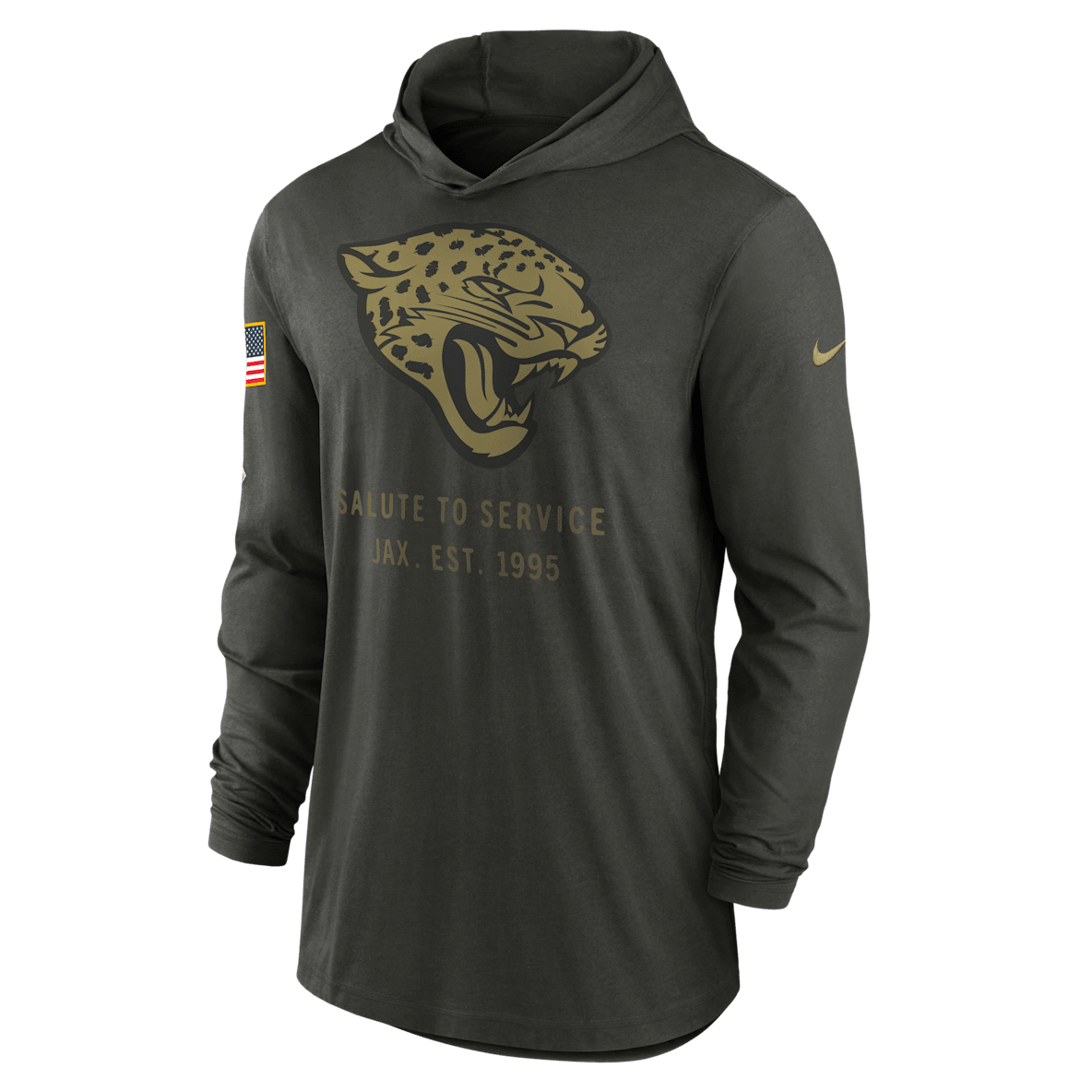 Jacksonville Jaguars Salute to Service Sideline Jacksonville Jaguars Salute to Service Sideline Men’s Nike Dri-FIT NFL Long-Sleeve Hooded Top